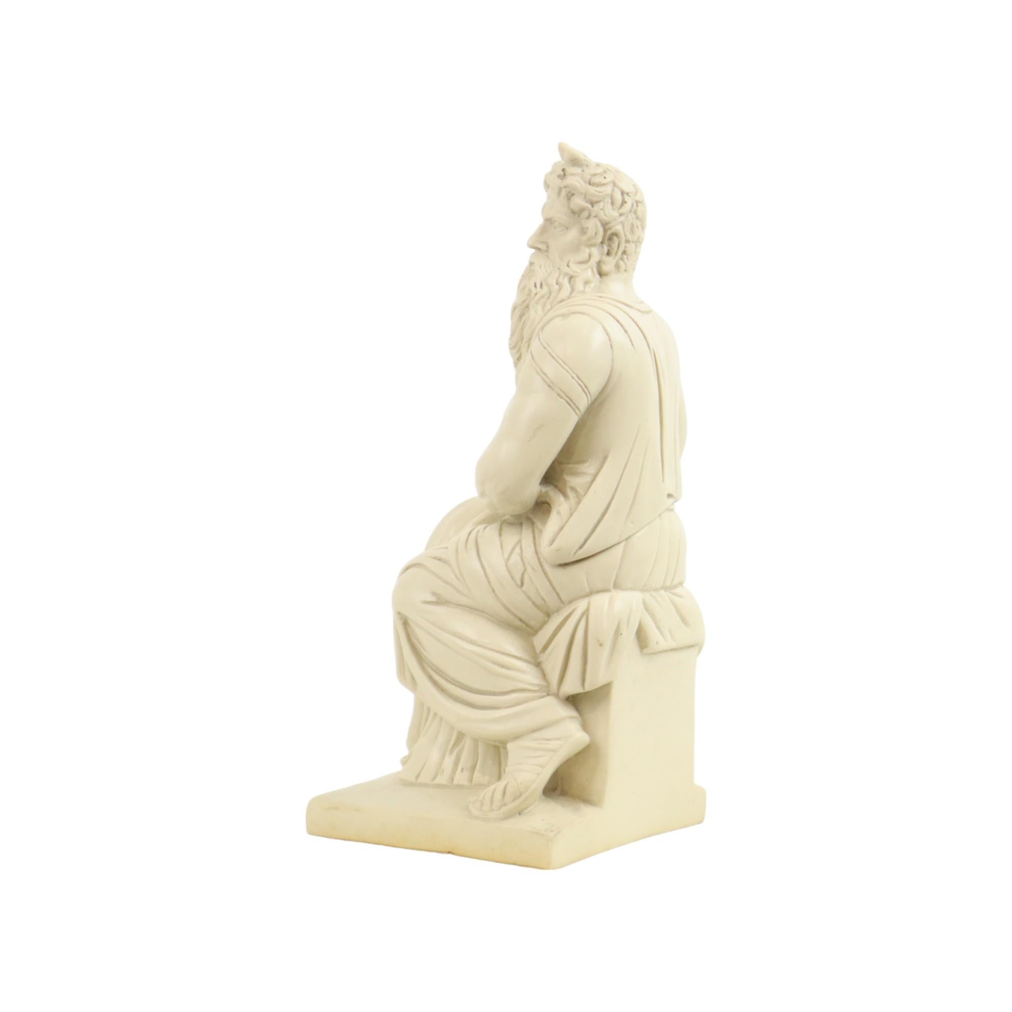 Moses Michelangelo Vintage-Statue-Skulptur aus Alabasterharz 27cm (Europäisch) im Angebot