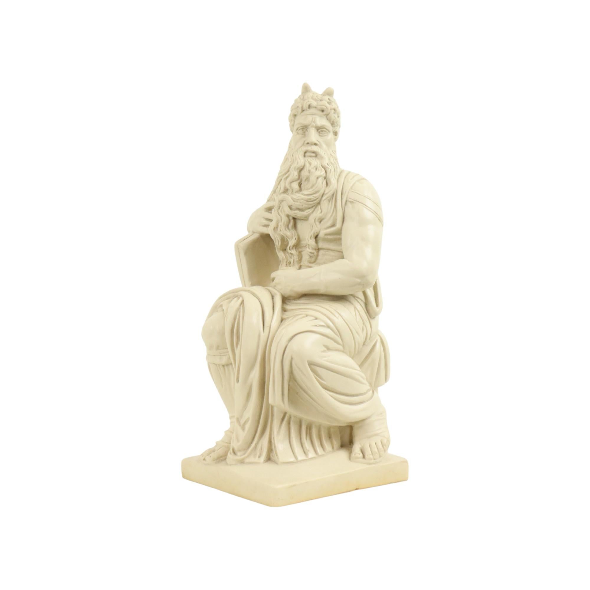 Moses Michelangelo Vintage-Statue-Skulptur aus Alabasterharz 27cm im Zustand „Gut“ im Angebot in Poperinge, BE