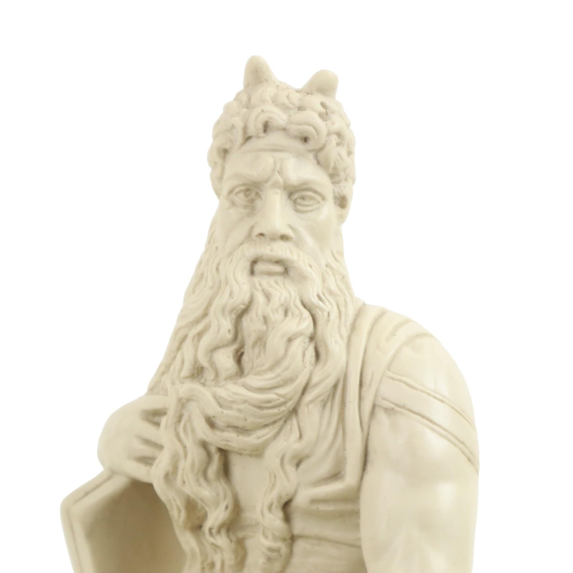 Moses Michelangelo Vintage-Statue-Skulptur aus Alabasterharz 27cm (Mitte des 20. Jahrhunderts) im Angebot
