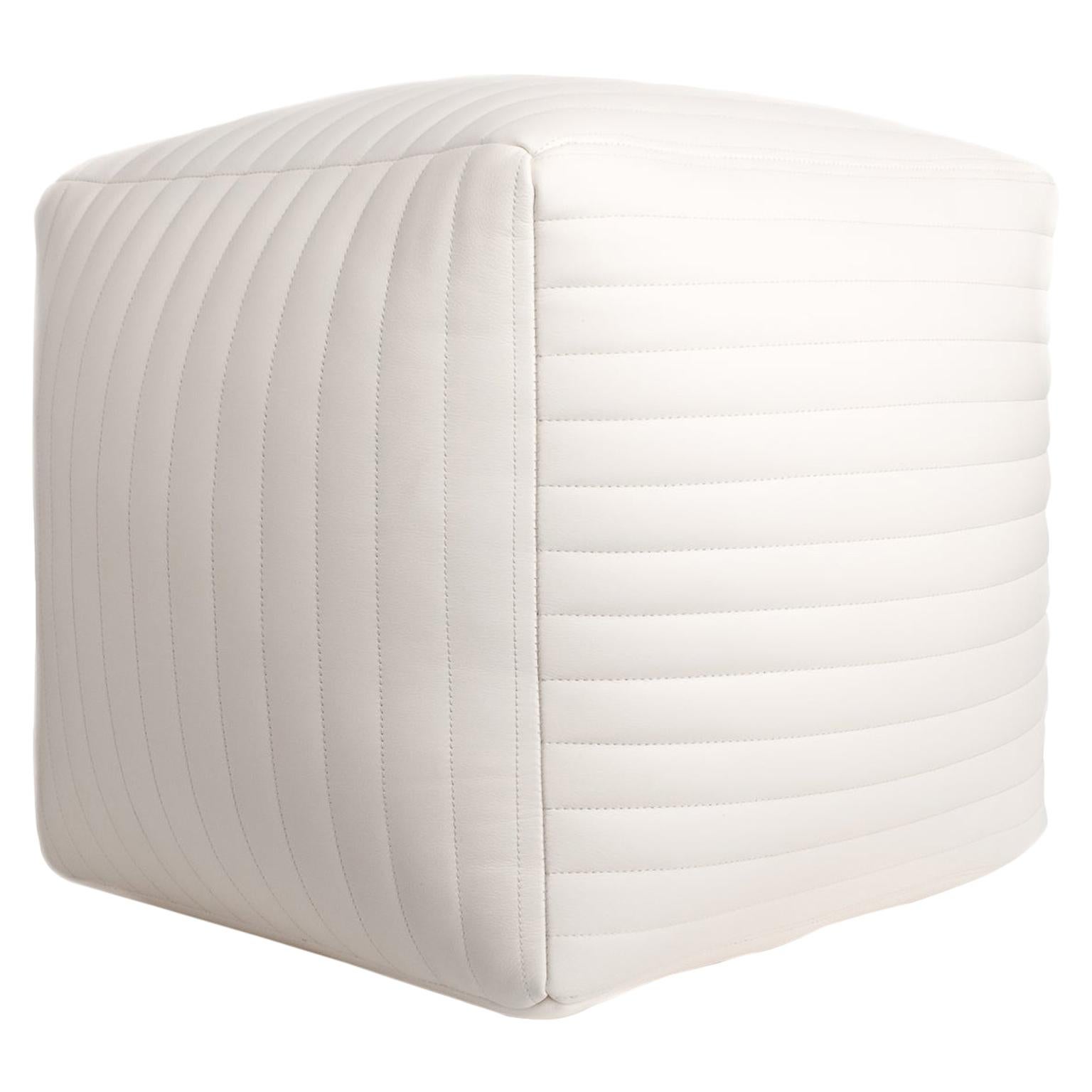 MOSES NADEL - Banded Cube Ottoman For Sale