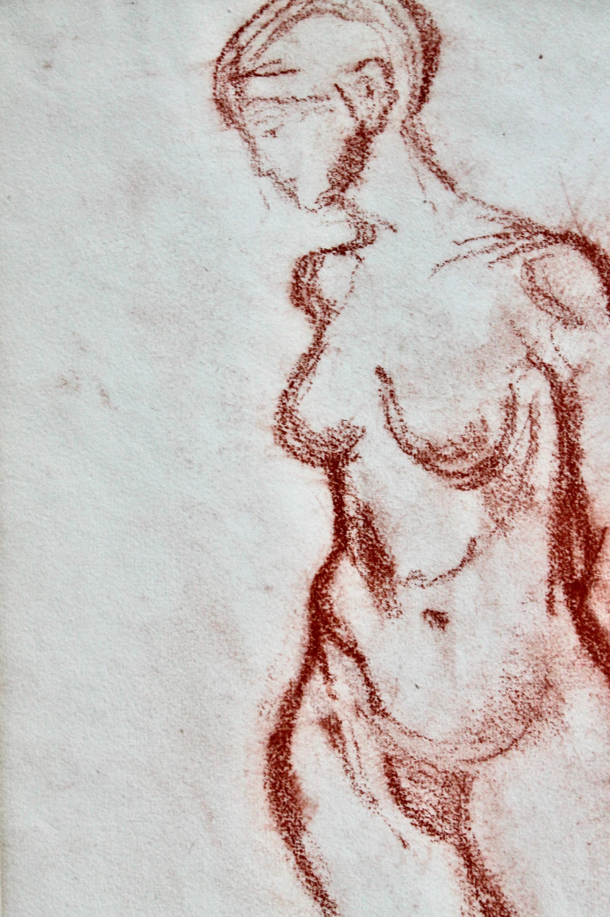 Moses Sawyer Sanguine Nude Study In Good Condition For Sale In Sharon, CT