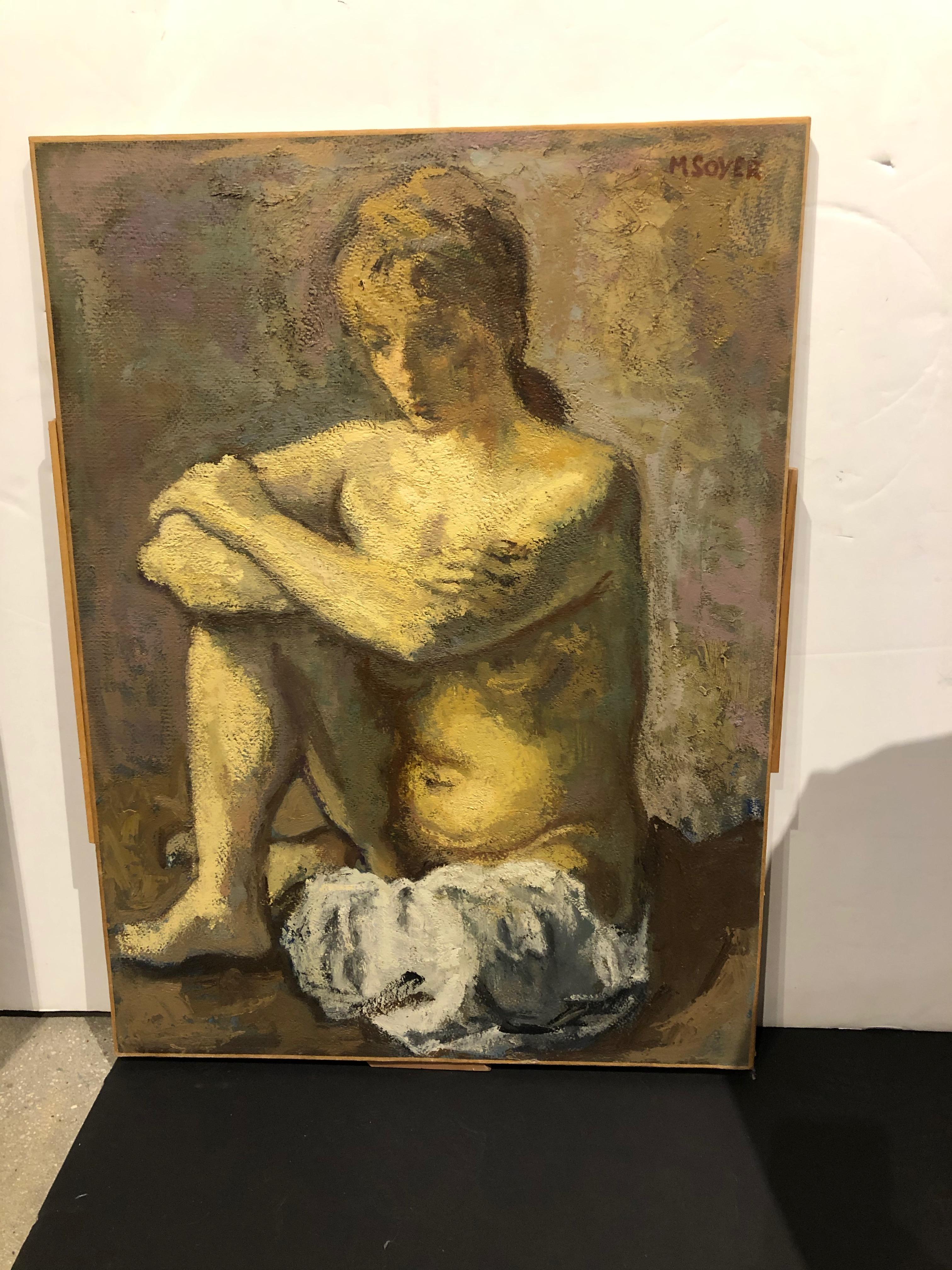 Seated Nude - Painting by Moses Soyer