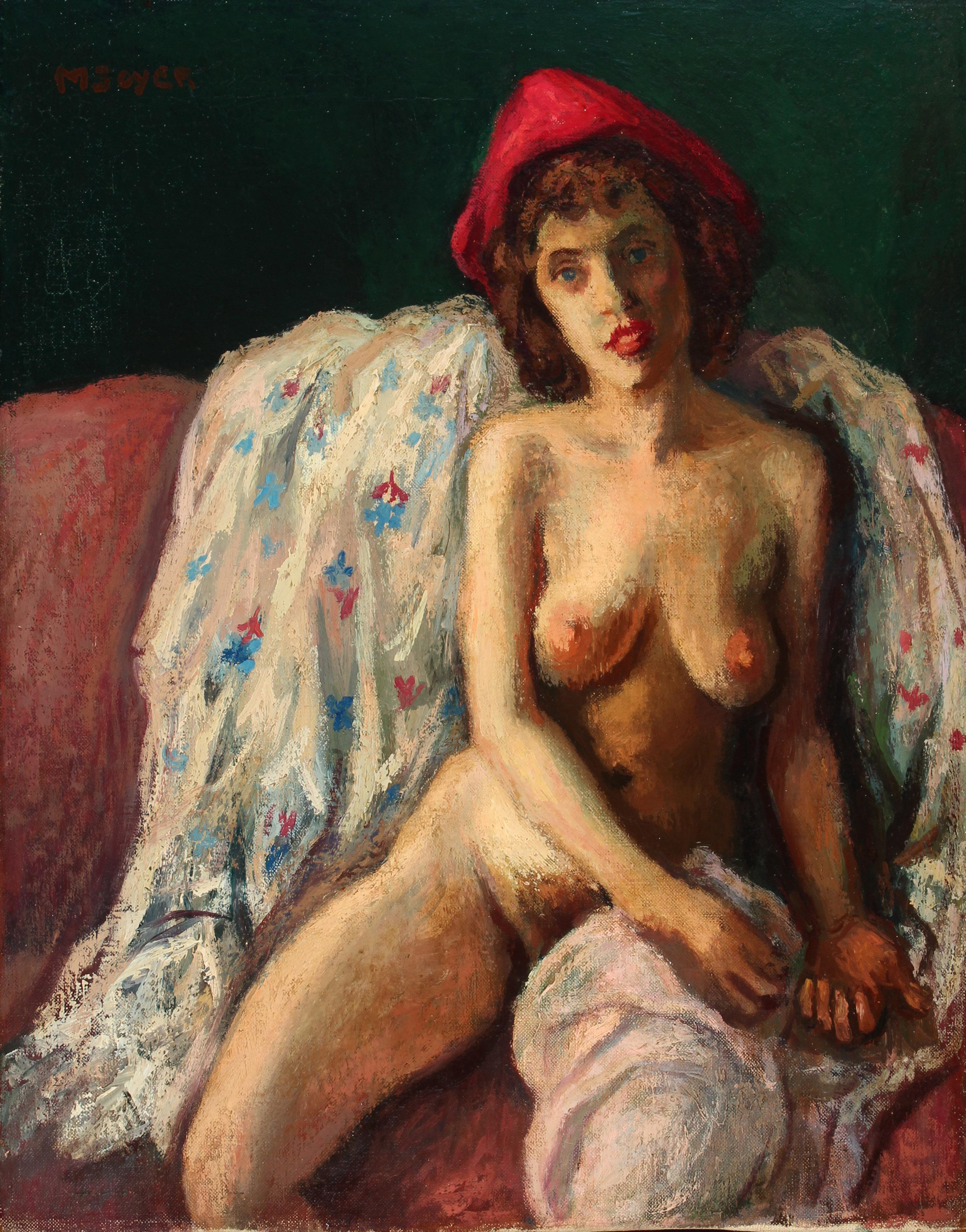 The Red Hat oil on canvas by Moses Soyer For Sale 1