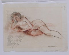 Moses Soyer Graphite and Conte Crayon Drawing, Circa 1950's - Resting Female