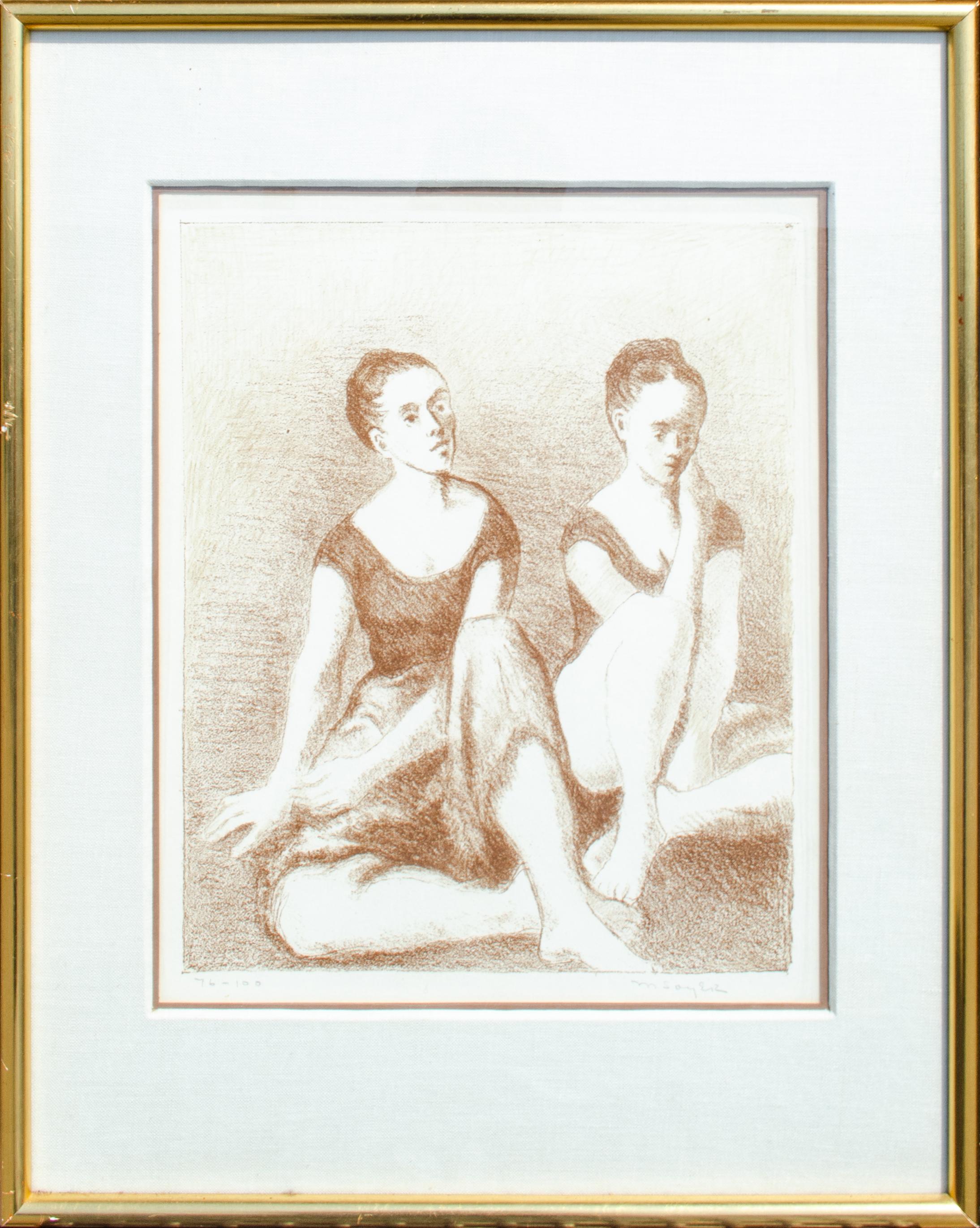 Seated Dancers Litho by Moses Soyer For Sale 1