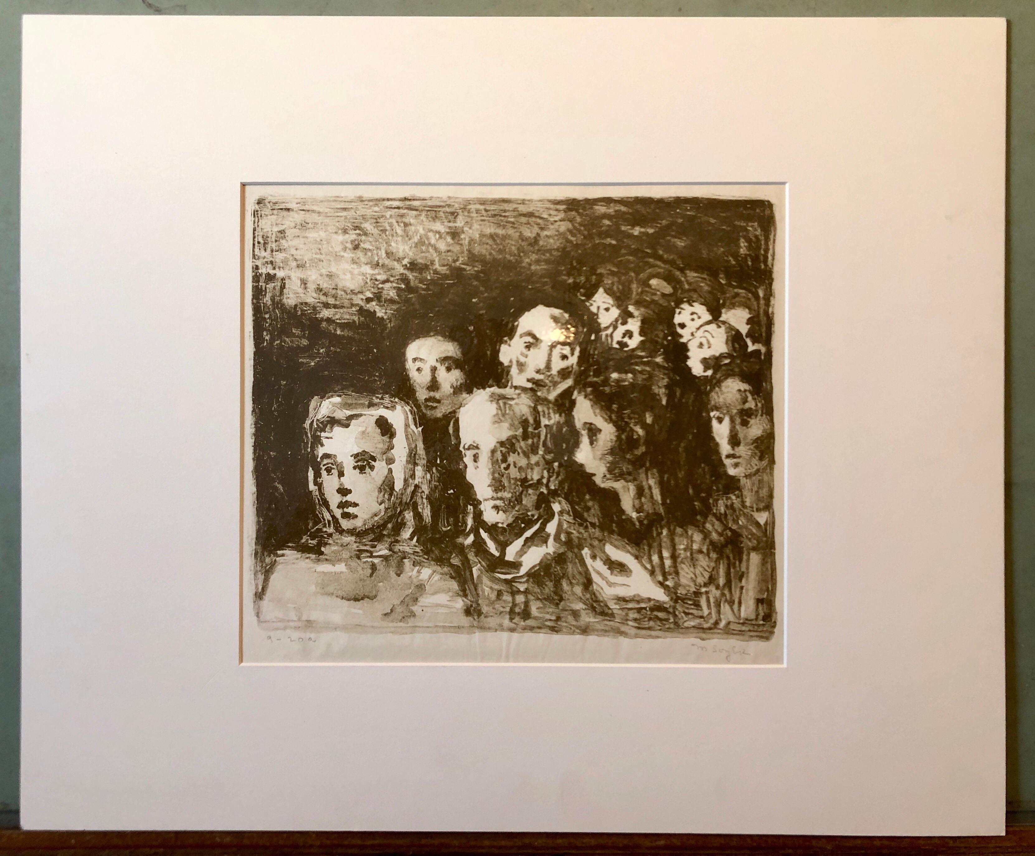 Social Realist Lithograph Moses Soyer WPA Artist Hudled Refugees For Sale 3