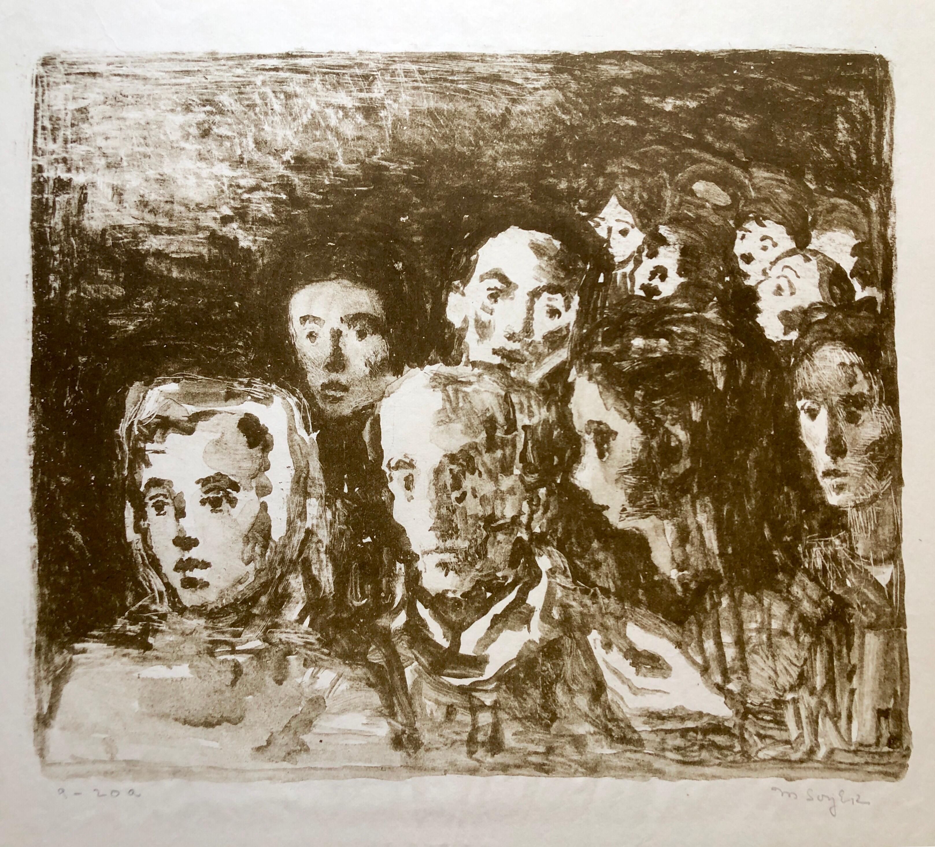 Social Realist Lithograph Moses Soyer WPA Artist Hudled Refugees For Sale 7