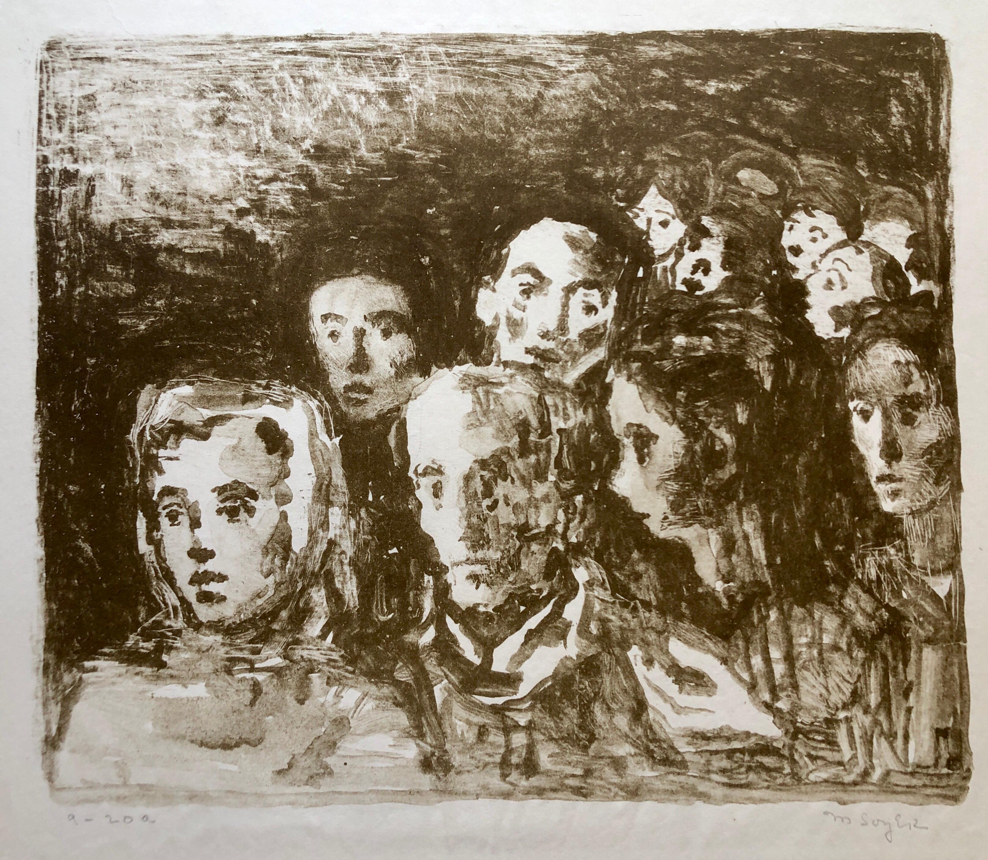 Sozialrealistische Lithographie Moses Soyer, WPA-Künstler Hudled Refugees