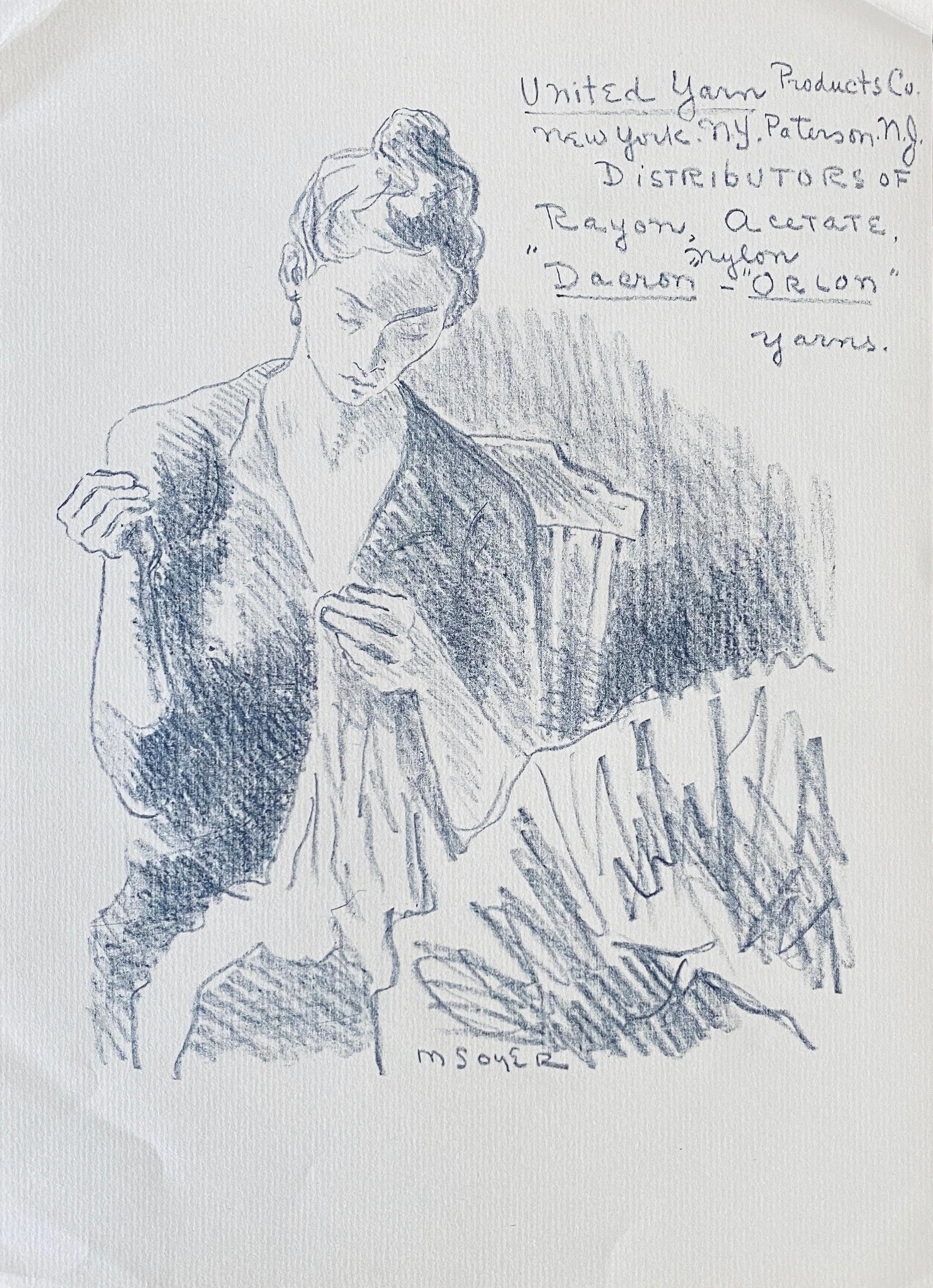 Publicité Lithographique Originale Social Réaliste Moses Soyer  en vente 2