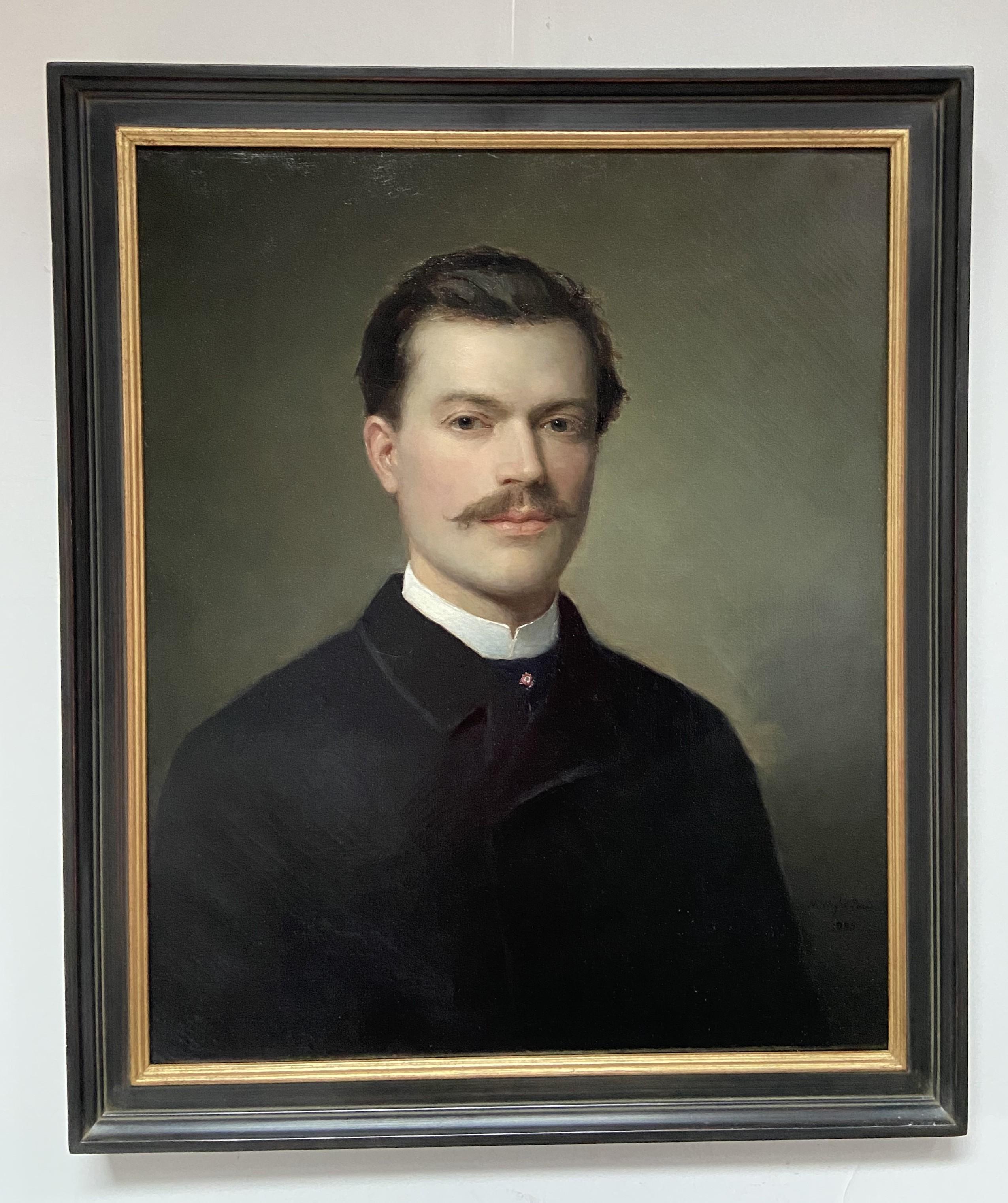 Moses Wight (1827-1895) Portrait d'un jeune homme, 1885, huile sur toile, signée et signée. 1