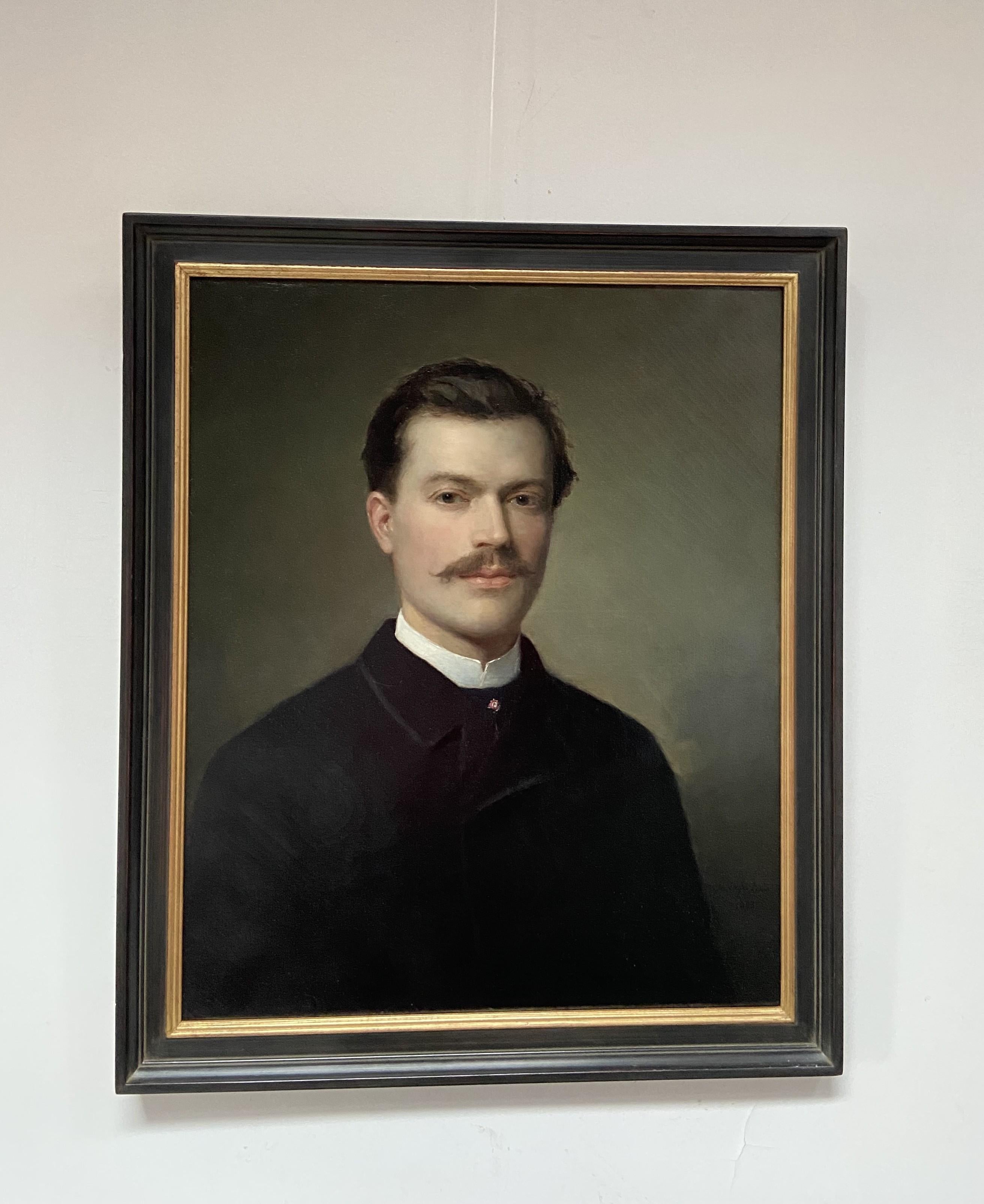 Moses Wight (1827-1895) Portrait d'un jeune homme, 1885, huile sur toile, signée et signée. 3