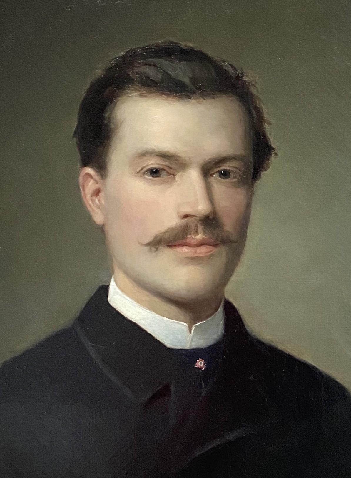 Moses Wight (1827-1895) Portrait d'un jeune homme, 1885, huile sur toile, signée et signée. 4