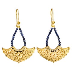 Used Moshabak Earring In 18K Yellow Gold And Natural Blue Sapphire