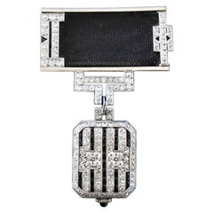 Vintage Moshammer Diamond and Onyx Longines Watch Brooch