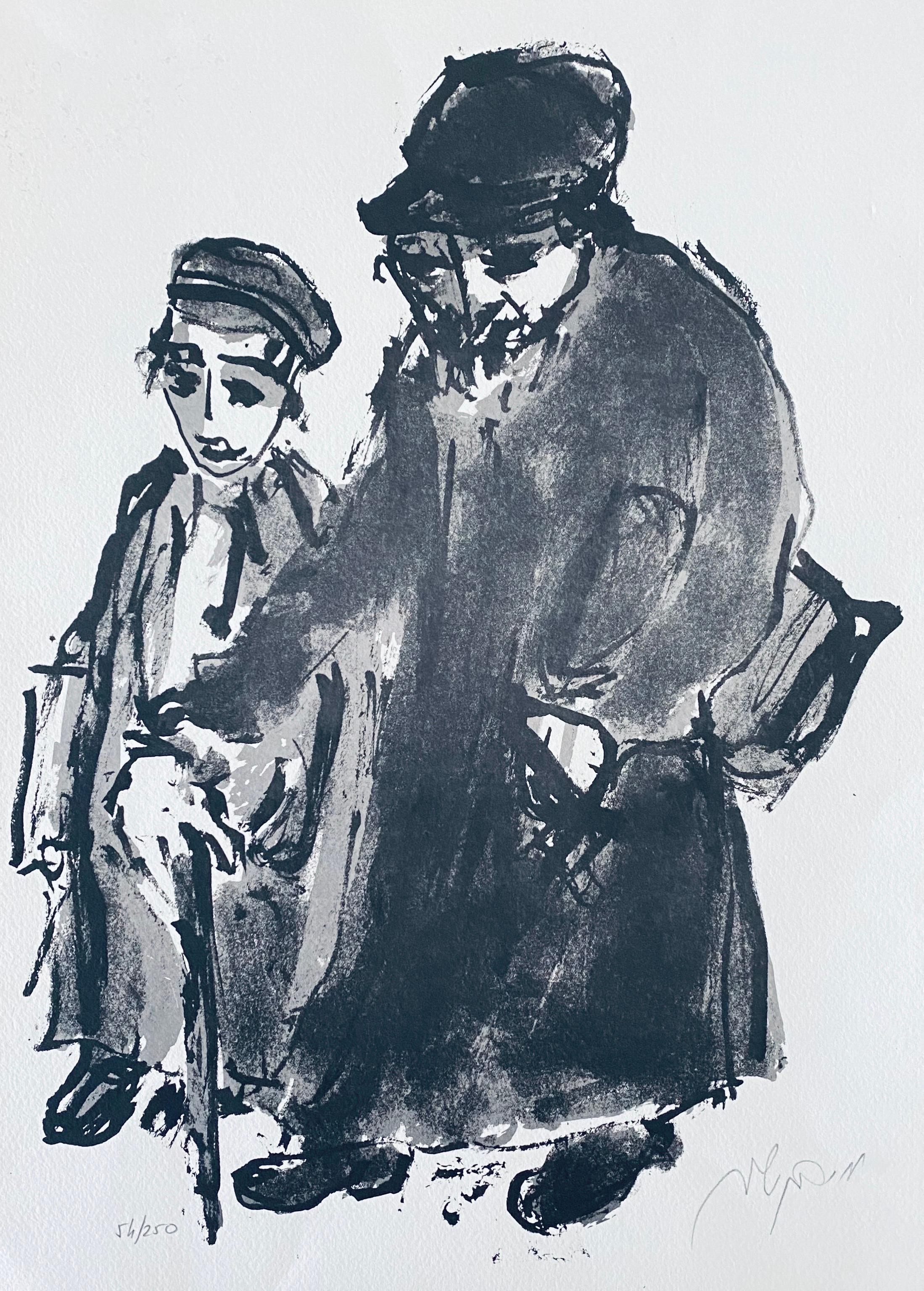 Artista polacco israeliano espressionista litografia firmata a mano - Print Espressionista di Moshe Bernstein