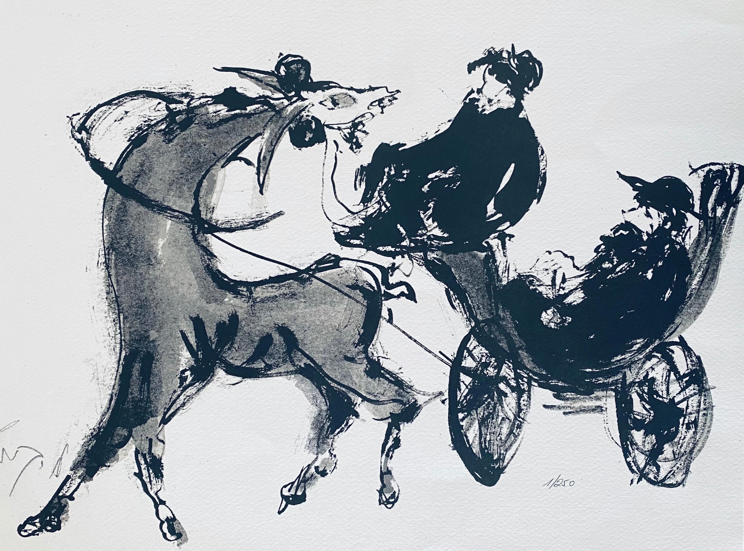 Artista polaco israelí expresionista Litografía firmada a mano - Print Expresionista de Moshe Bernstein