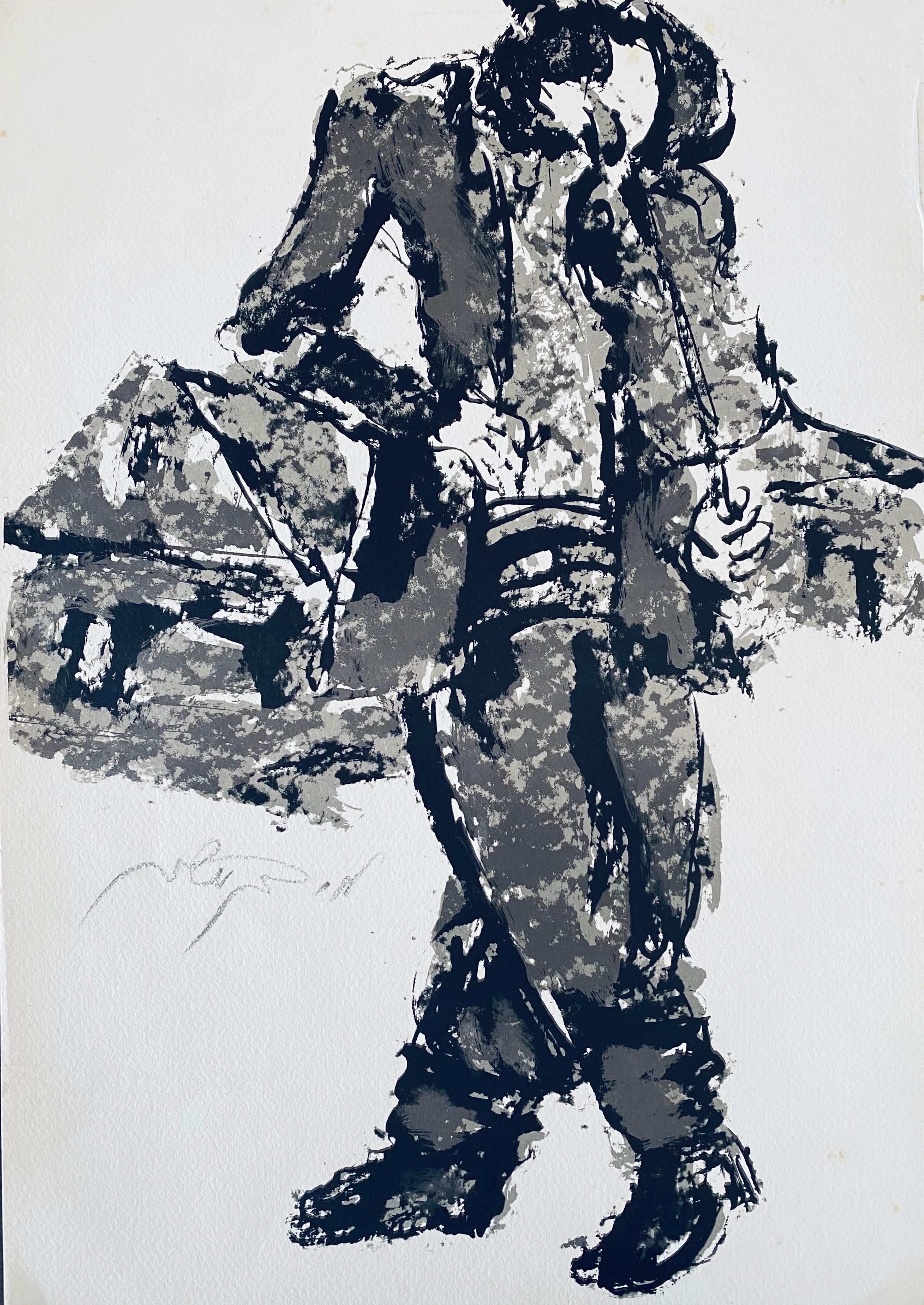 Artista polacco israeliano espressionista litografia firmata a mano - Print Espressionista di Moshe Bernstein