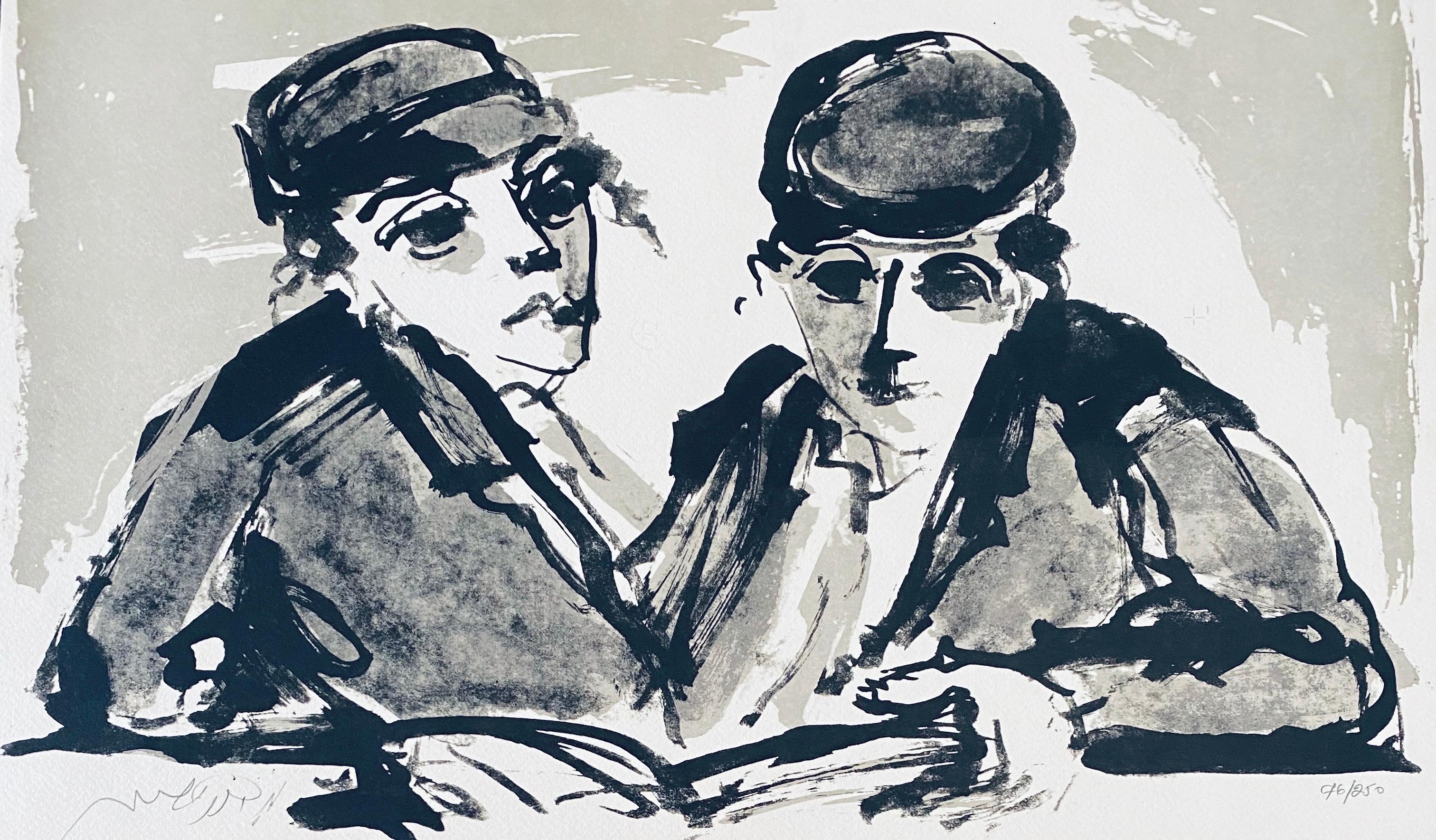 Artista polacco israeliano espressionista litografia firmata a mano - Print Espressionista di Moshe Bernstein