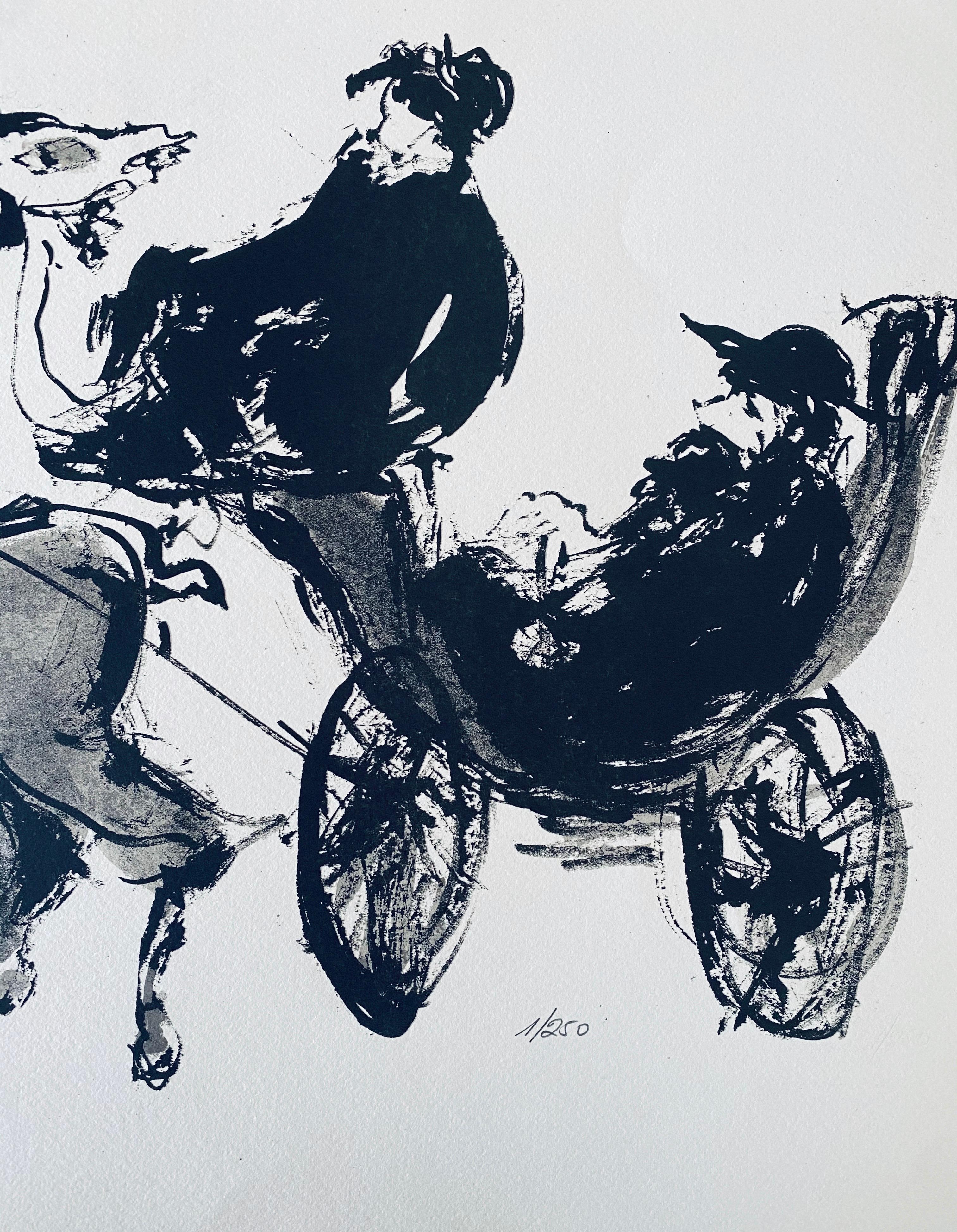 Artista polaco israelí expresionista Litografía firmada a mano en venta 1