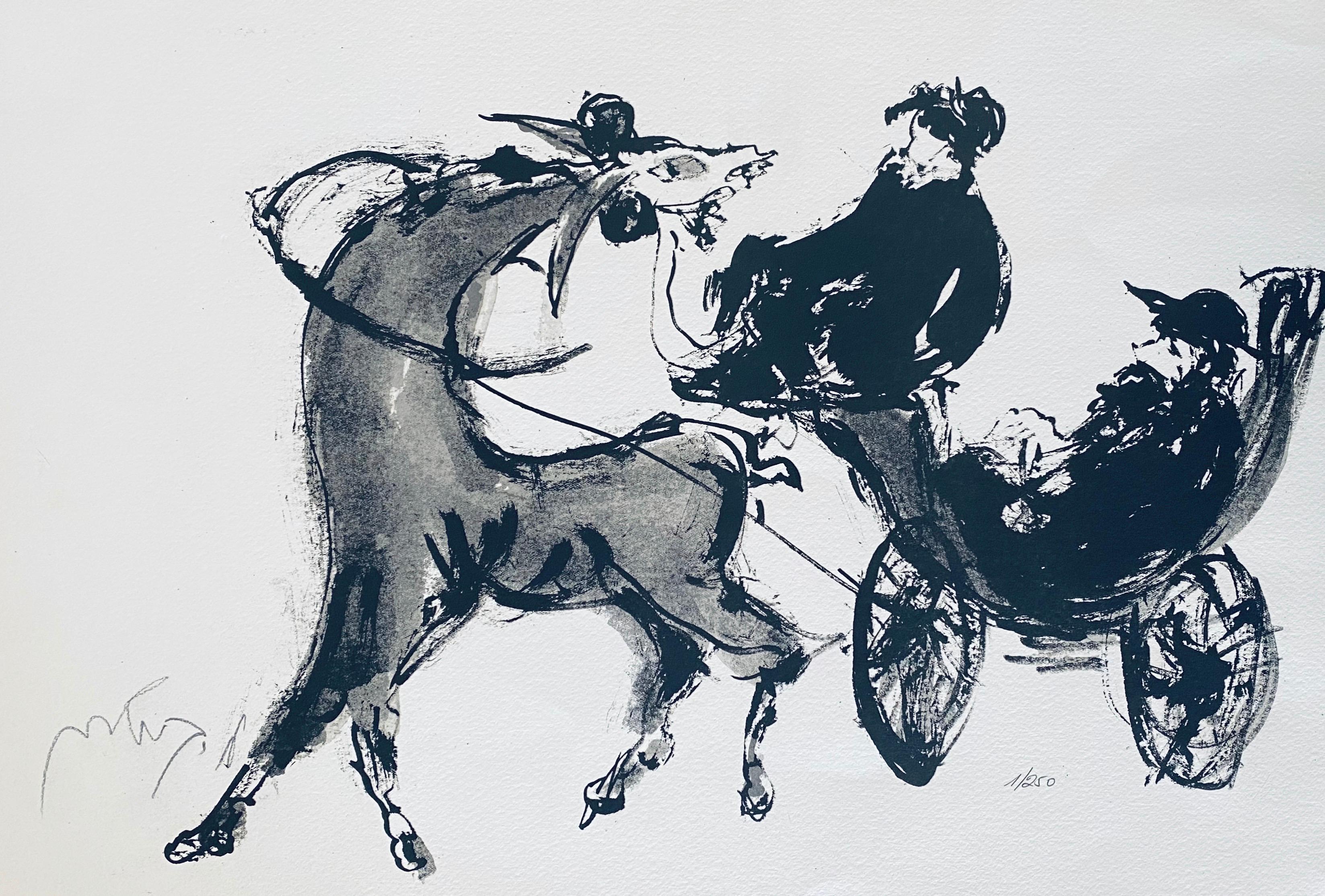 Artista polaco israelí expresionista Litografía firmada a mano - Print de Moshe Bernstein