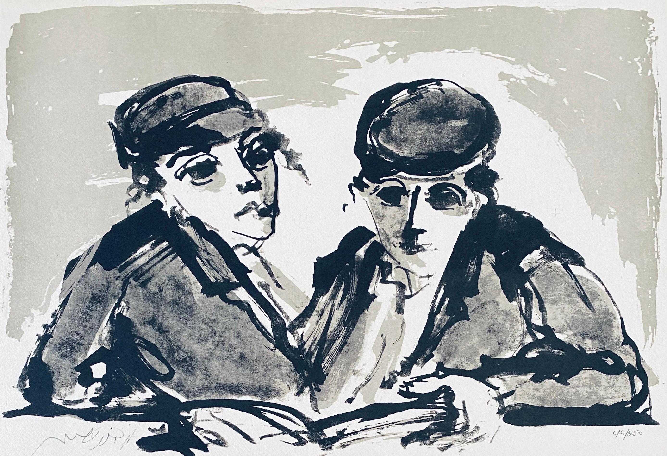 Artista polacco israeliano espressionista litografia firmata a mano - Print di Moshe Bernstein