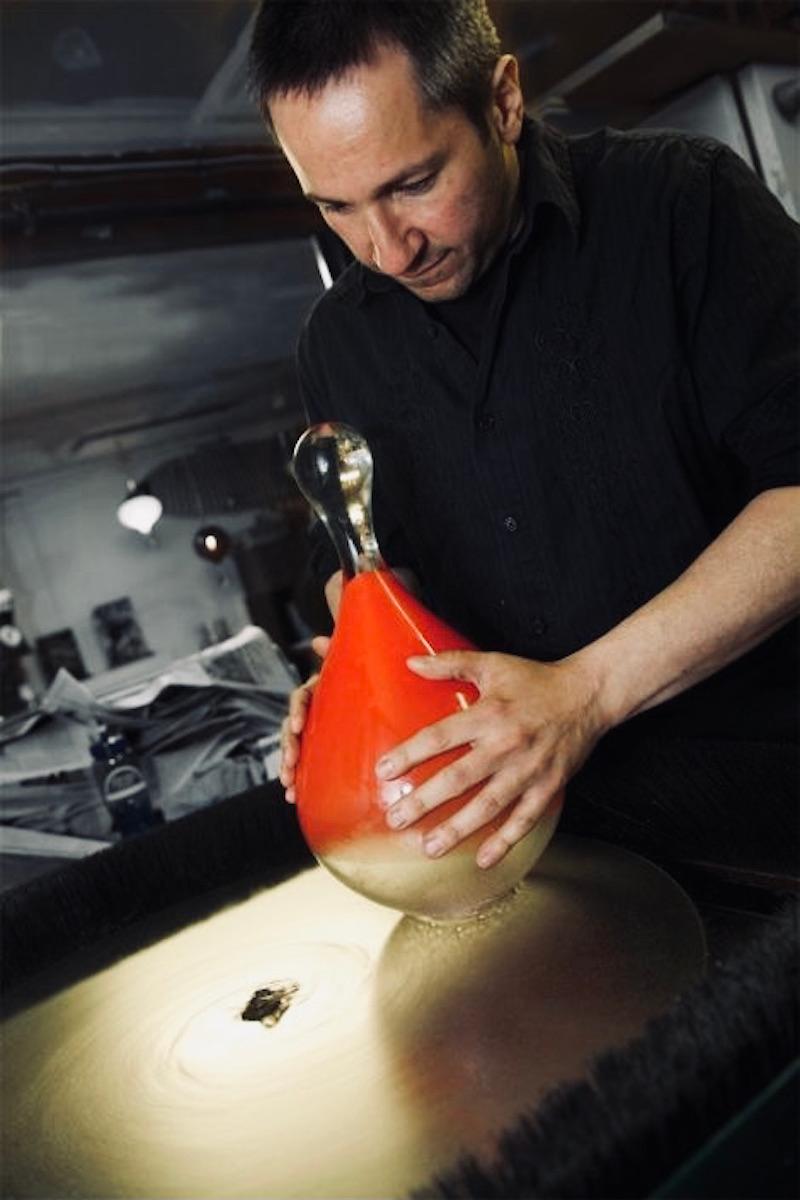 Stainless Steel Moshe Bursuker Set of 3 Amber Glass Candleholders, 2024 For Sale