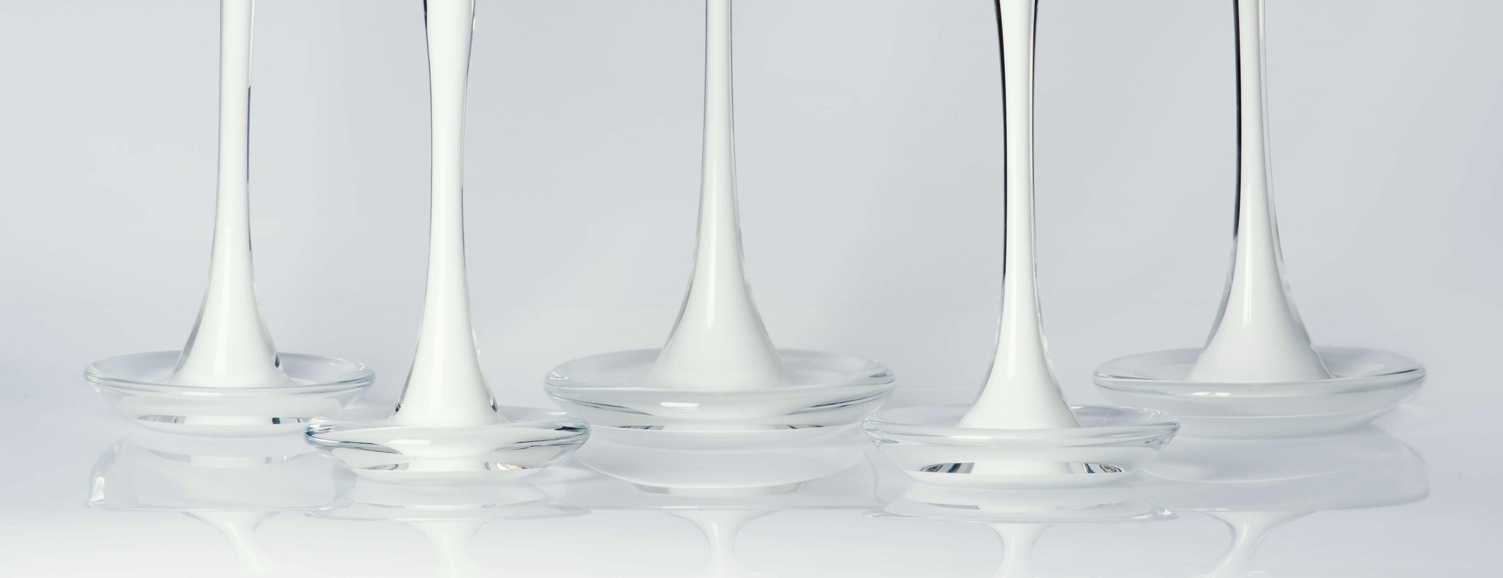 Modern Moshe Bursuker Set of 5 White Glass Candleholders, 2019