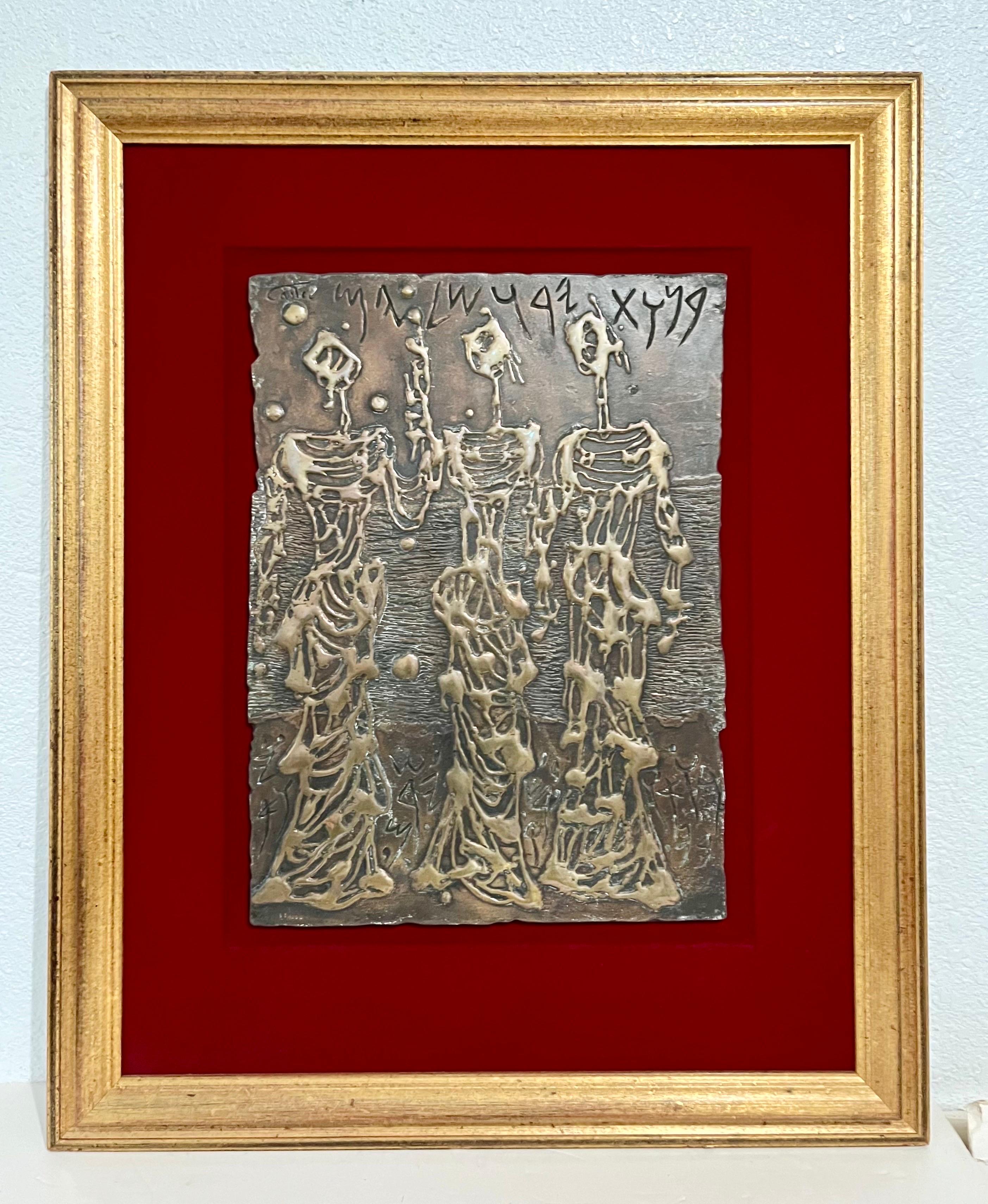 Gran Escultura Abstracta Israelí de Bronce Moshe Castel Arte Judaico 3