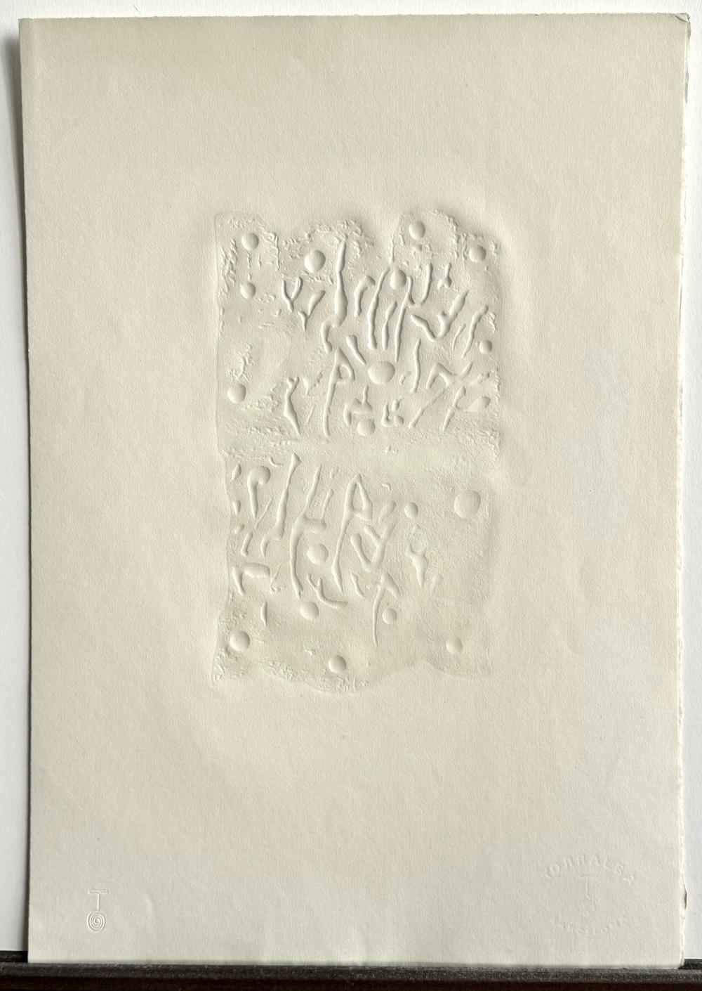 ANCIENT SCRIPT Original Etching, Abstract Hebrew Letters, Stone Tablet Red Black en vente 4