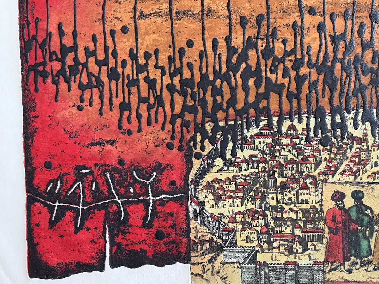 ETERNAL CITY JERUSALEM is a unique, rare Trial Proof from a limited edition etching by the Israeli artist Moshe Castel (1909-1991), hand printed using traditional intaglio printmaking techniques on archival Arches paper 100% acid free. ETERNAL CITY
