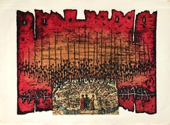 EWIGE STADT Original-Radierung, Mittelalterliches Jerusalem, Steintafel, Jüdische Geschichte