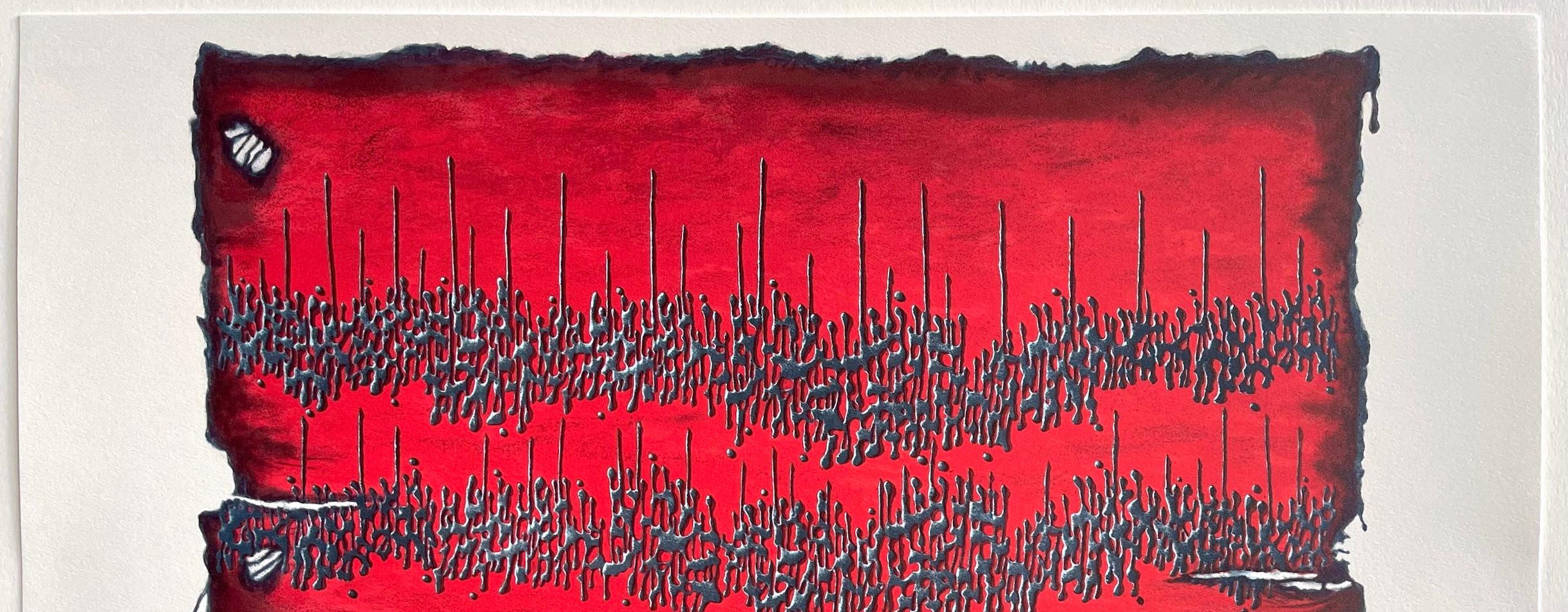 HALLELUJAH A LA PAZ Litografía firmada, Tabla de piedra, Escritura abstracta antigua en venta 2
