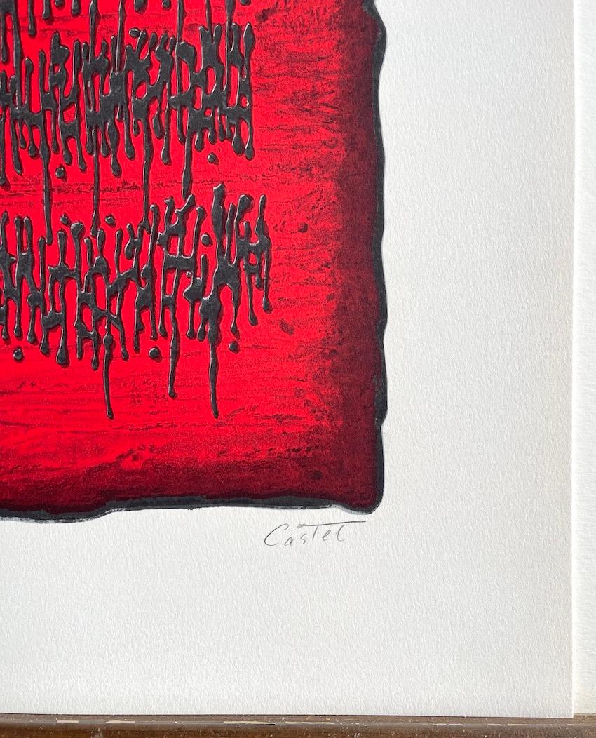 PROPHESY de l'artiste israélien Moshe Castel (1909-1991) est une lithographie en édition limitée imprimée en 13 couleurs à l'aide de techniques traditionnelles de lithographie à la main sur du papier d'archive Somerset 100 % sans acide. Dans