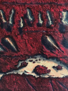 SECRET WRITINGS Signed Lithograph, Ancient Script, Red Stone Tablet 3D Effect