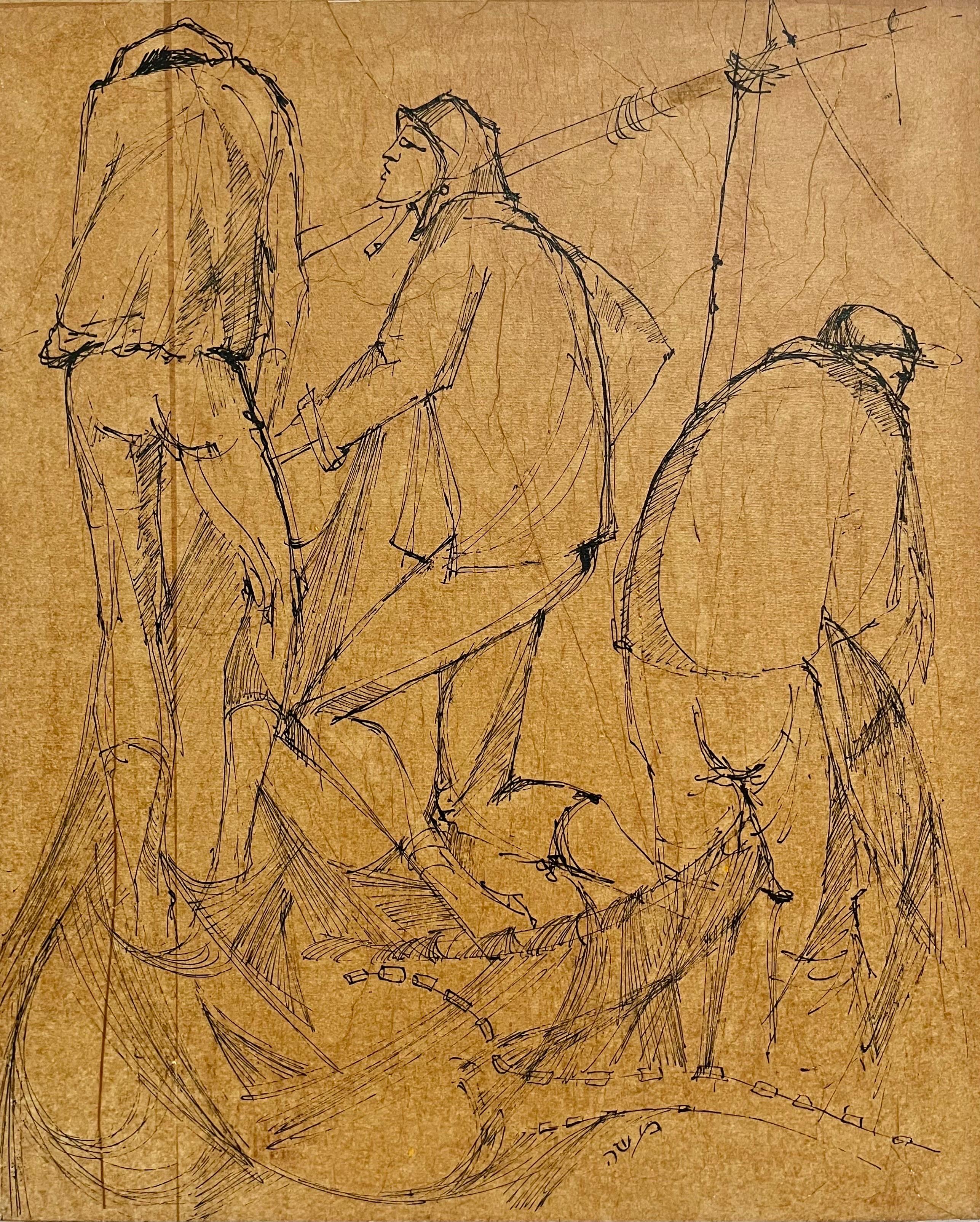 Soldados israelíes modernistas Judaica Pintura mixta Pilotos de las FDI Moshe Katz en venta 1