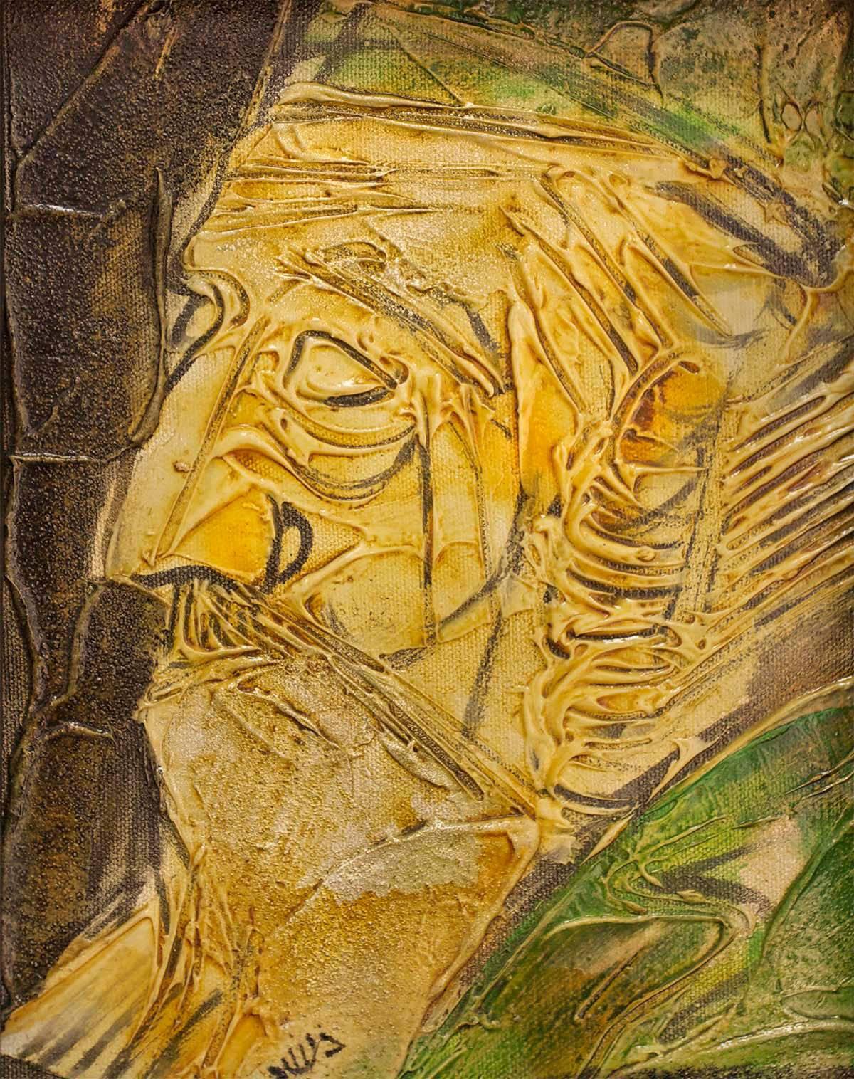 Rabbino, Judaica, Tecnica mista - Painting di Moshe Katz