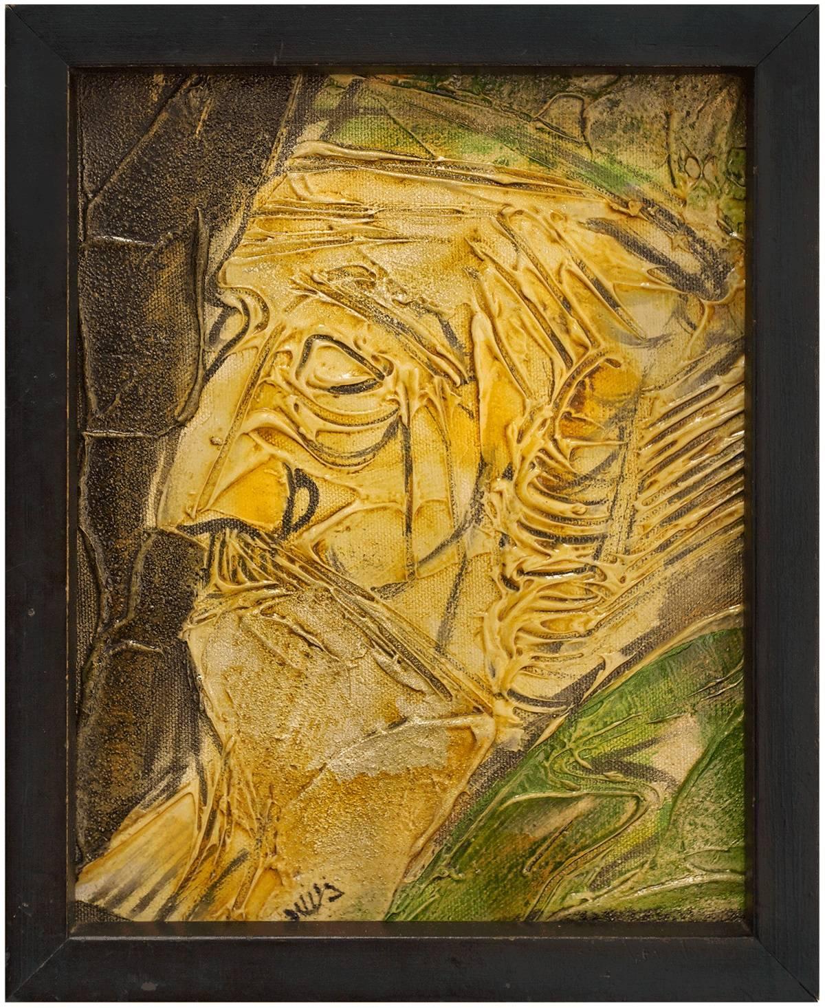 Portrait Painting di Moshe Katz - Rabbino, Judaica, Tecnica mista