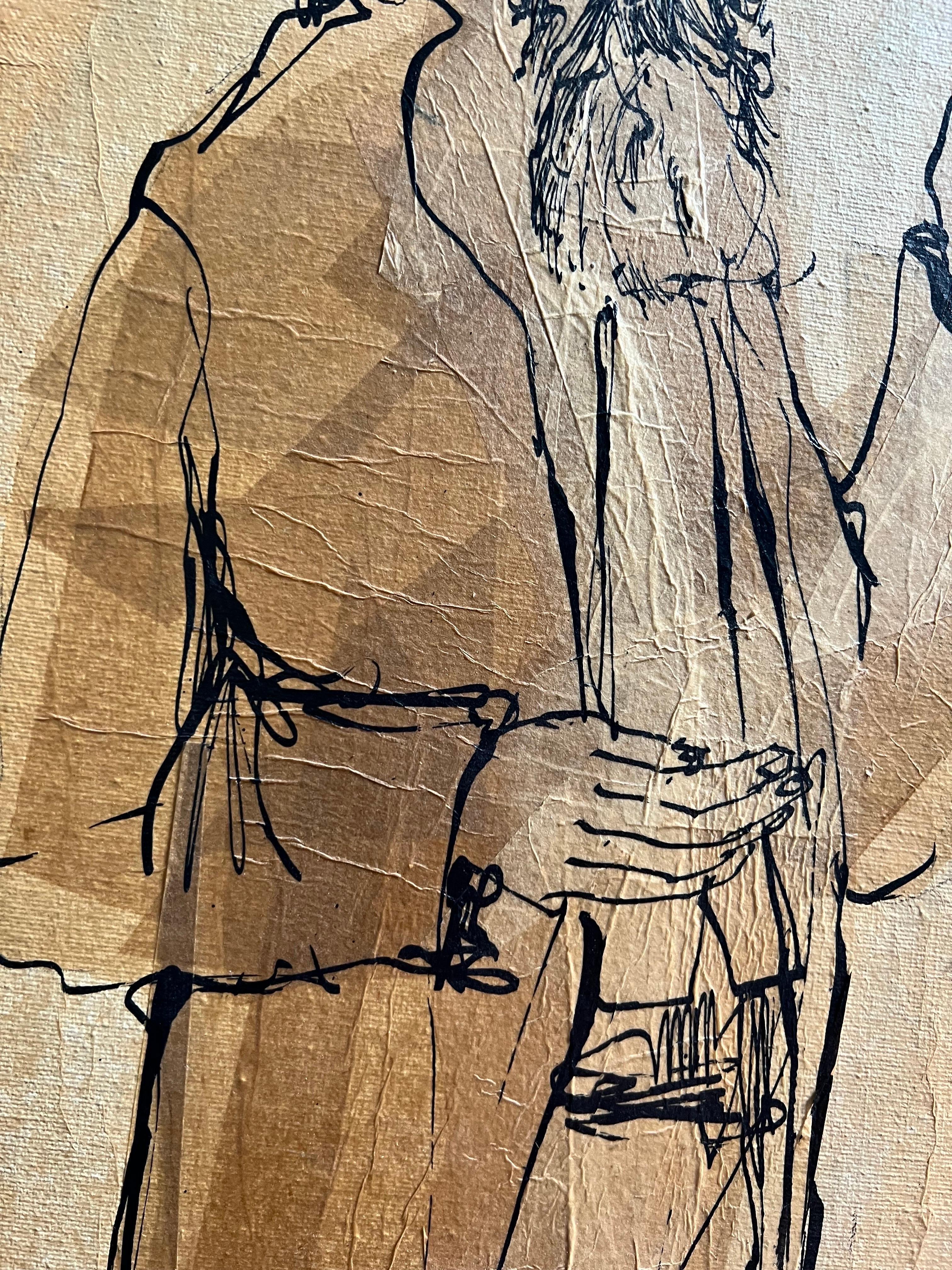 Moshe Katz Original Rabbi, Judaica Mix Media Painting On Canvas 2