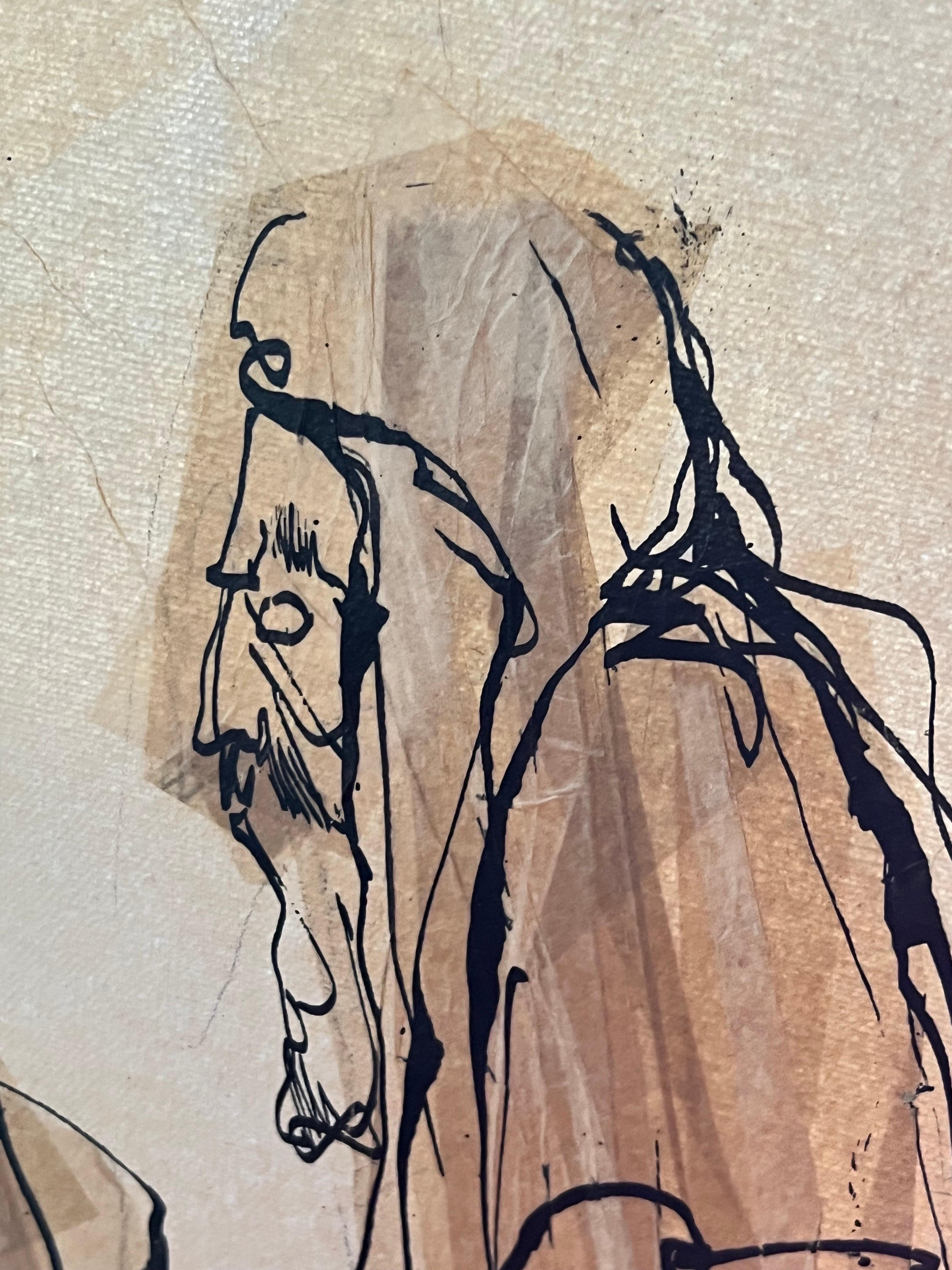 Moshe Katz Original Rabbi, Judaica Mix Media Painting On Canvas 4