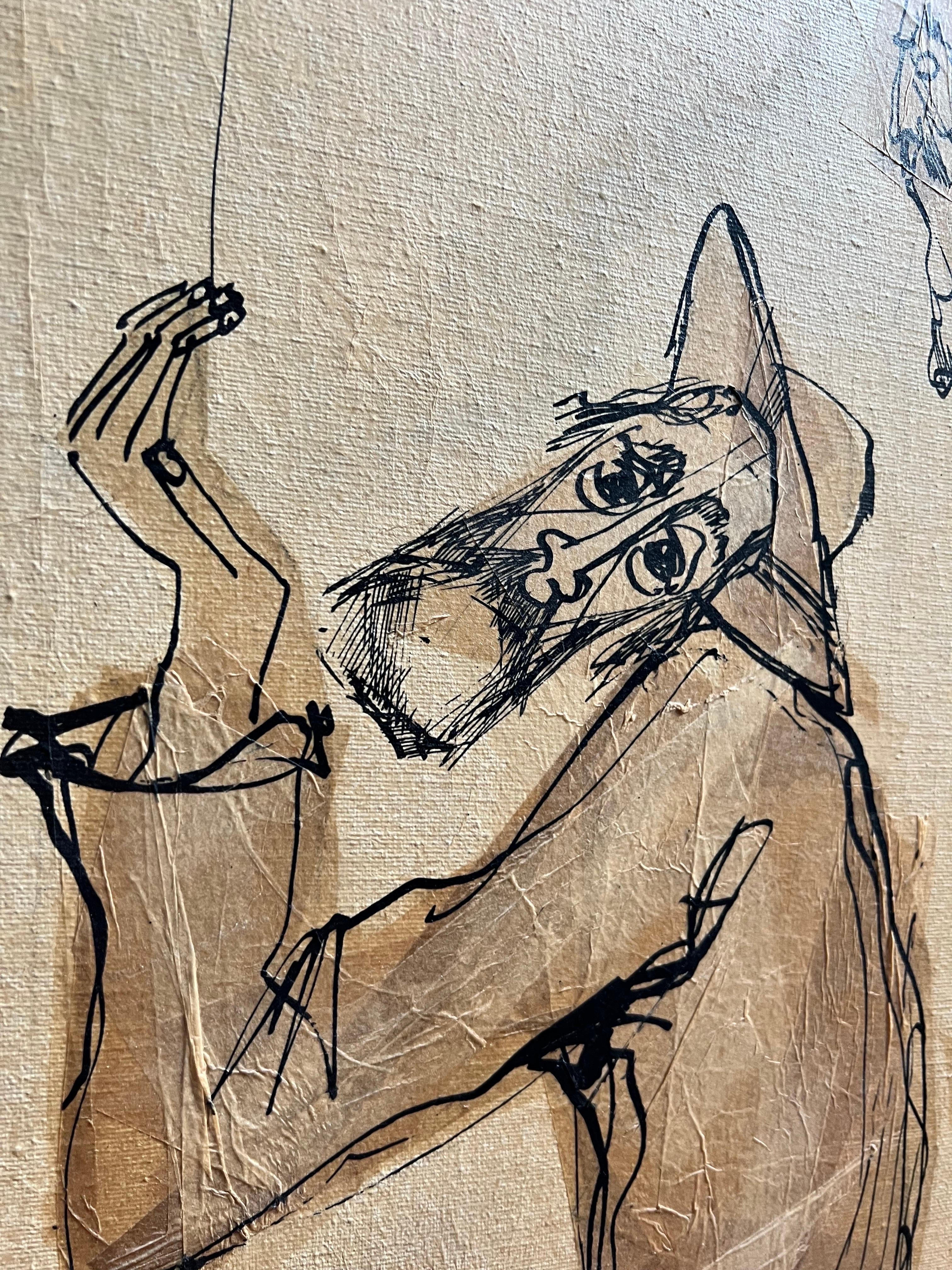 Hand-Painted Moshe Katz Original Rabbi, Judaica Mix Media Painting On Canvas