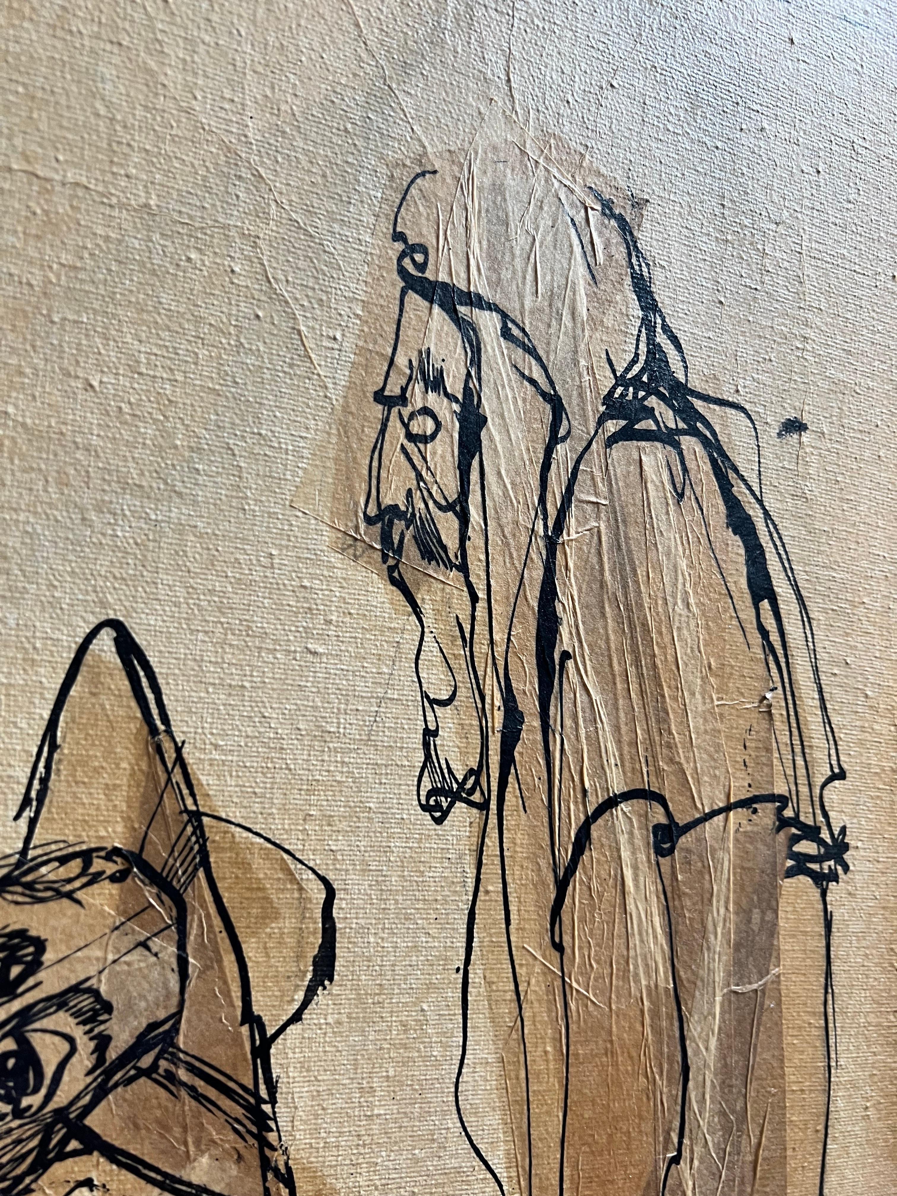 Moshe Katz Original Rabbi, Judaica Mix Media Painting On Canvas 1