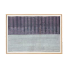 “Untitled” Modern Abstract Purple Stripe & Blue Landscape Mixed Media Painting