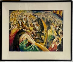 Grande peinture moderniste de l'école israélienne de Bezalel sur l'orchestre de Tel Aviv Moshe Matus