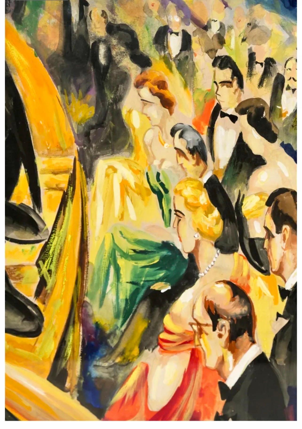 Grand tableau moderniste de l'école israélienne de Bezalel sur l'orchestre de Tel Aviv Moshe Matus - Moderne Painting par Moshe Matus (Matusovsky)