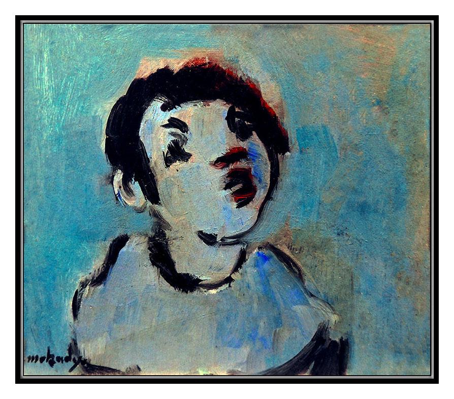 Moshe Mokady Original Oil Painting on Board Signed Portrait Figurative Artwork For Sale 1