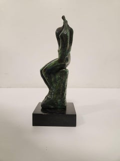 "Coppia di amanti", scultura in bronzo da 9,25" su base di legno di Moshe Sternschuss