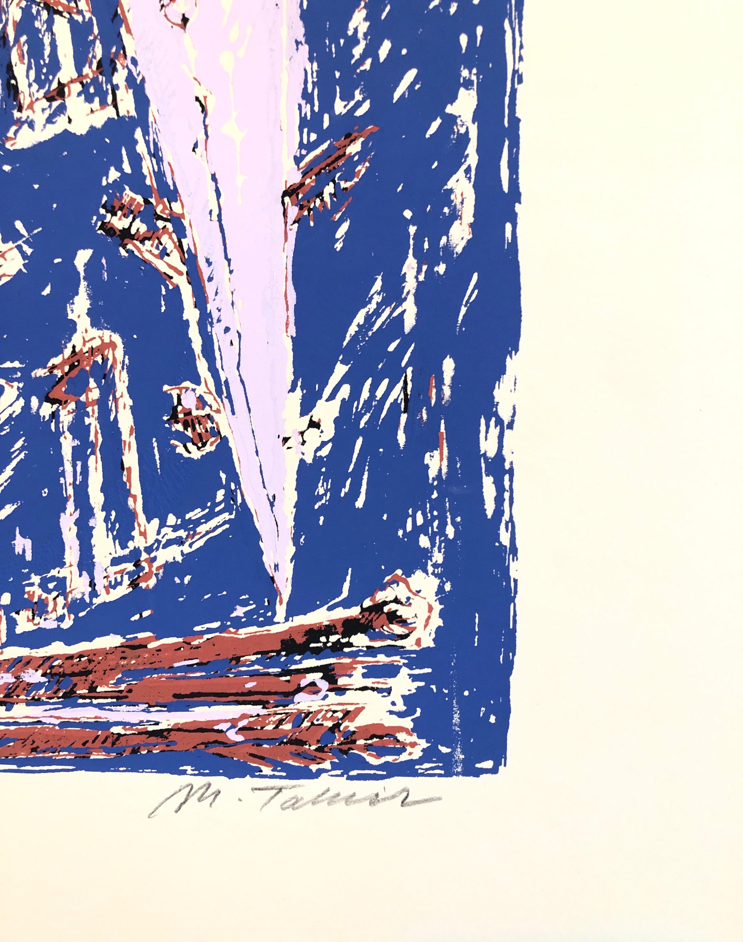 1959 Israelischer Moshe Tamir Farbe Modernist Gemischte Medien Serigraphie Phoenix 4