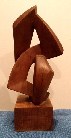 Composition - Wooden Sculpture Unique Piece Israeli Art 1950 Abstract