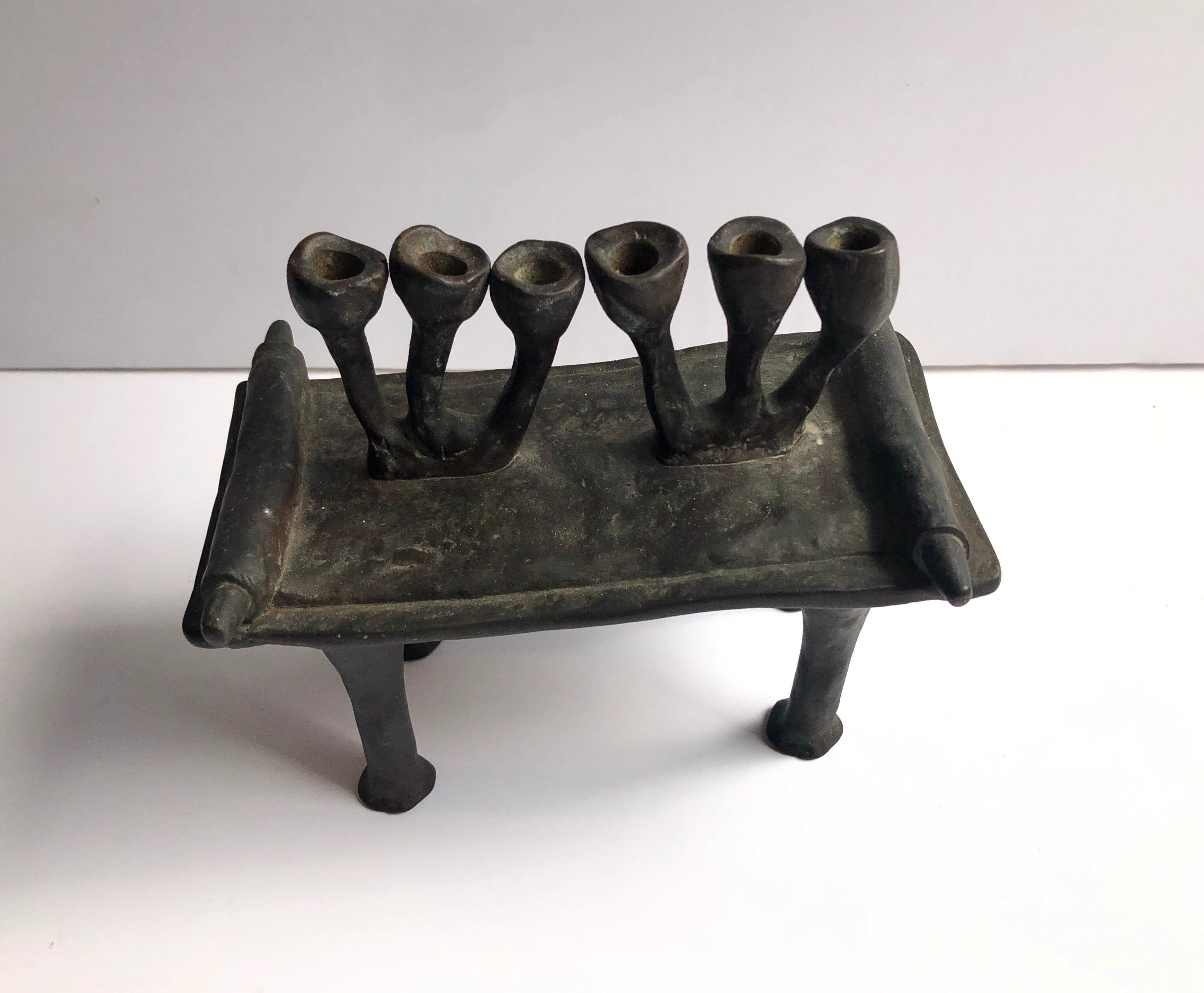 RARE British Judaica Holocaust Memorial Menorah Bronze Sculpture Moshe Oved 4