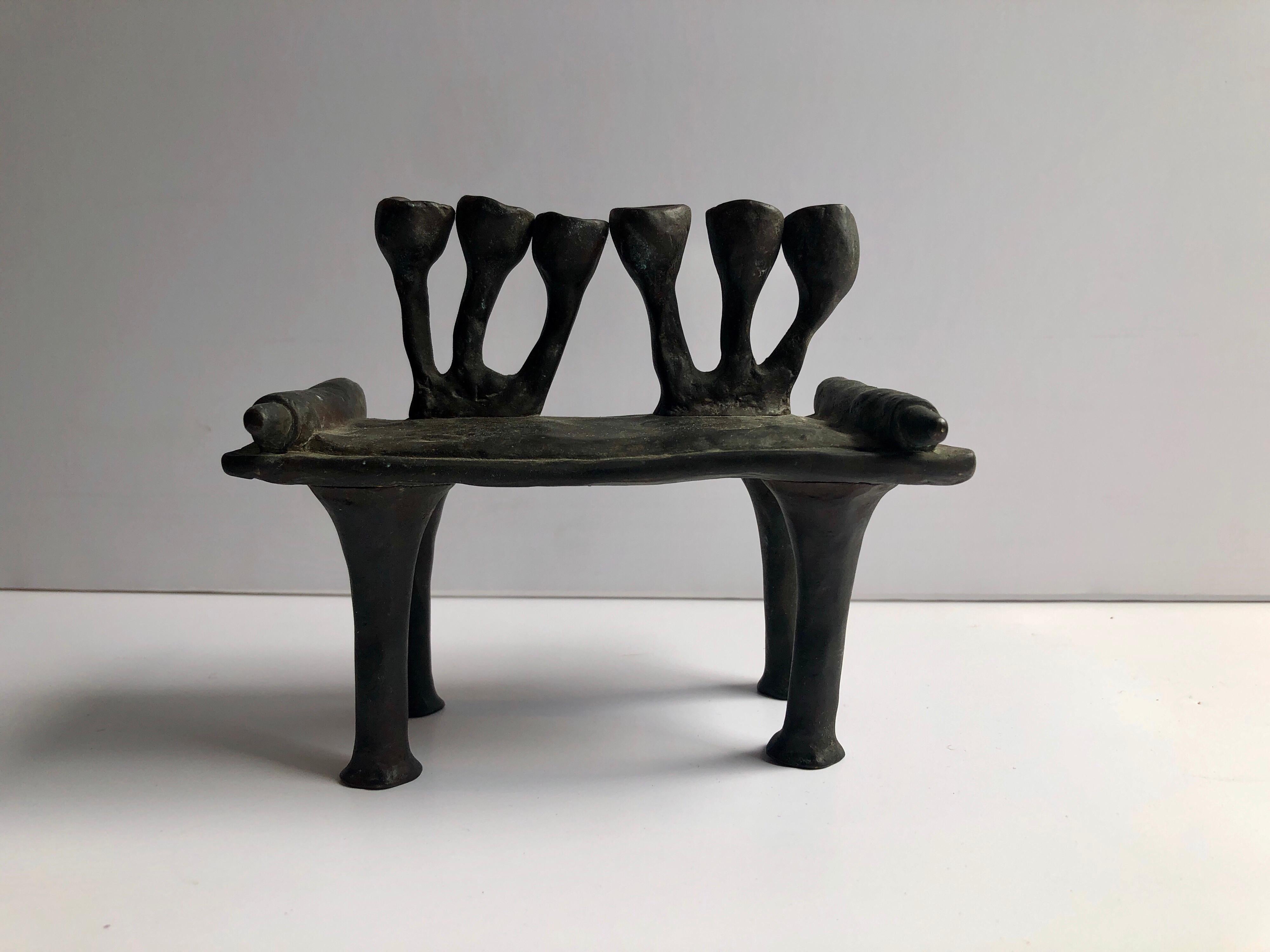 RARE British Judaica Holocaust Memorial Menorah Bronze Sculpture Moshe Oved 1